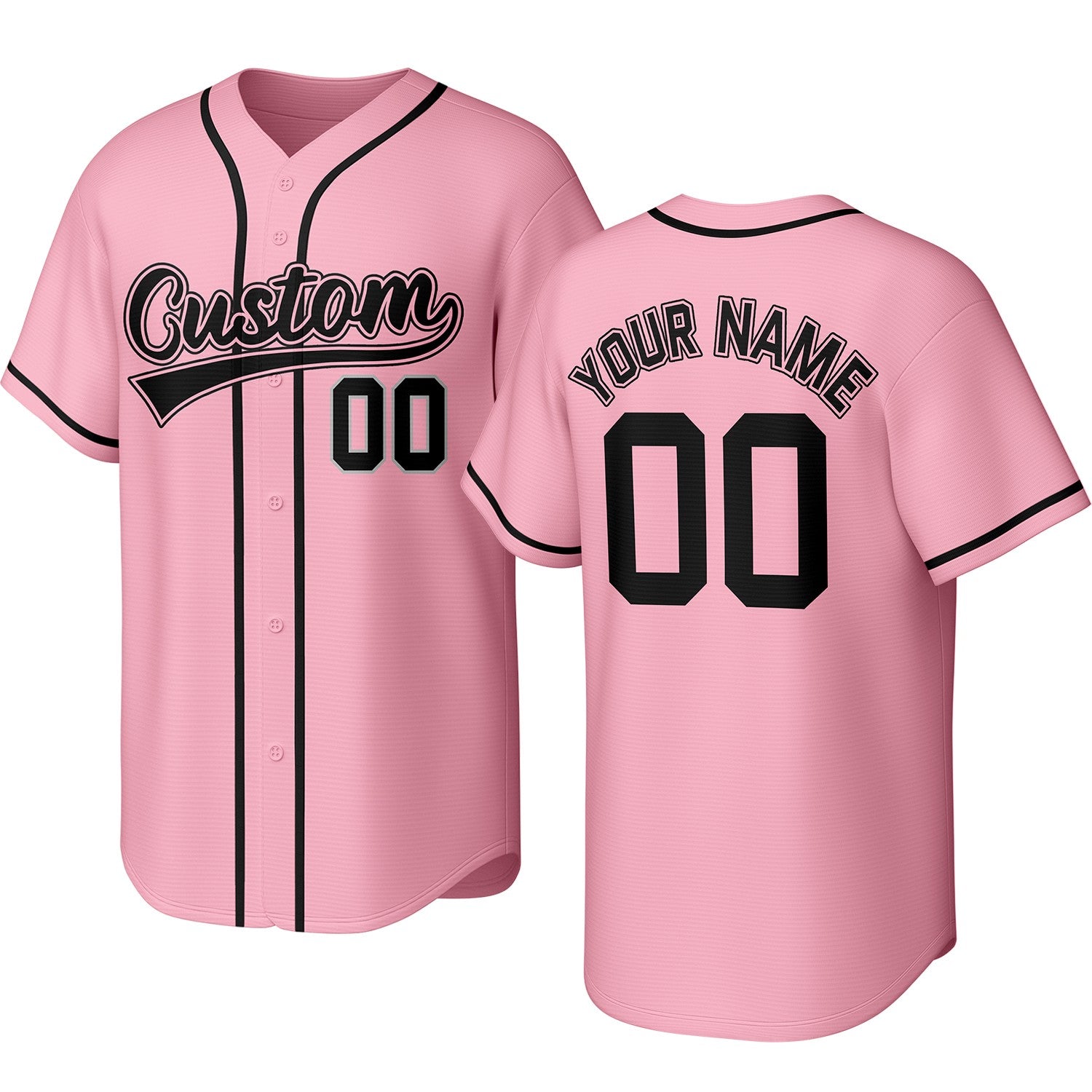Custom pink baseball jersey with stitched logo, personalized name & number, button-front short-sleeve sports uniform for team men women youth game practice - Vosoli