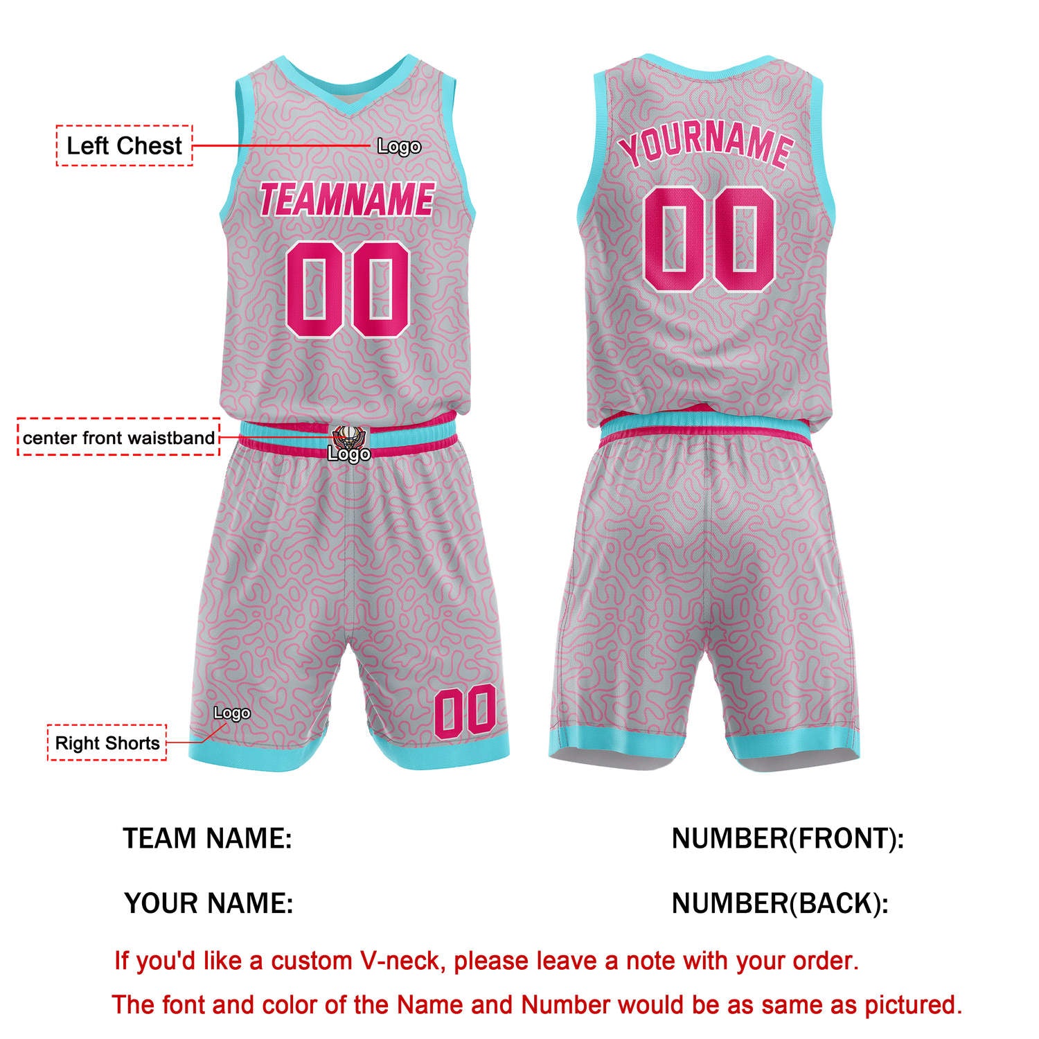 Custom Pink & Teal Basketball Uniform | Personalized Team Kit - Vosoli