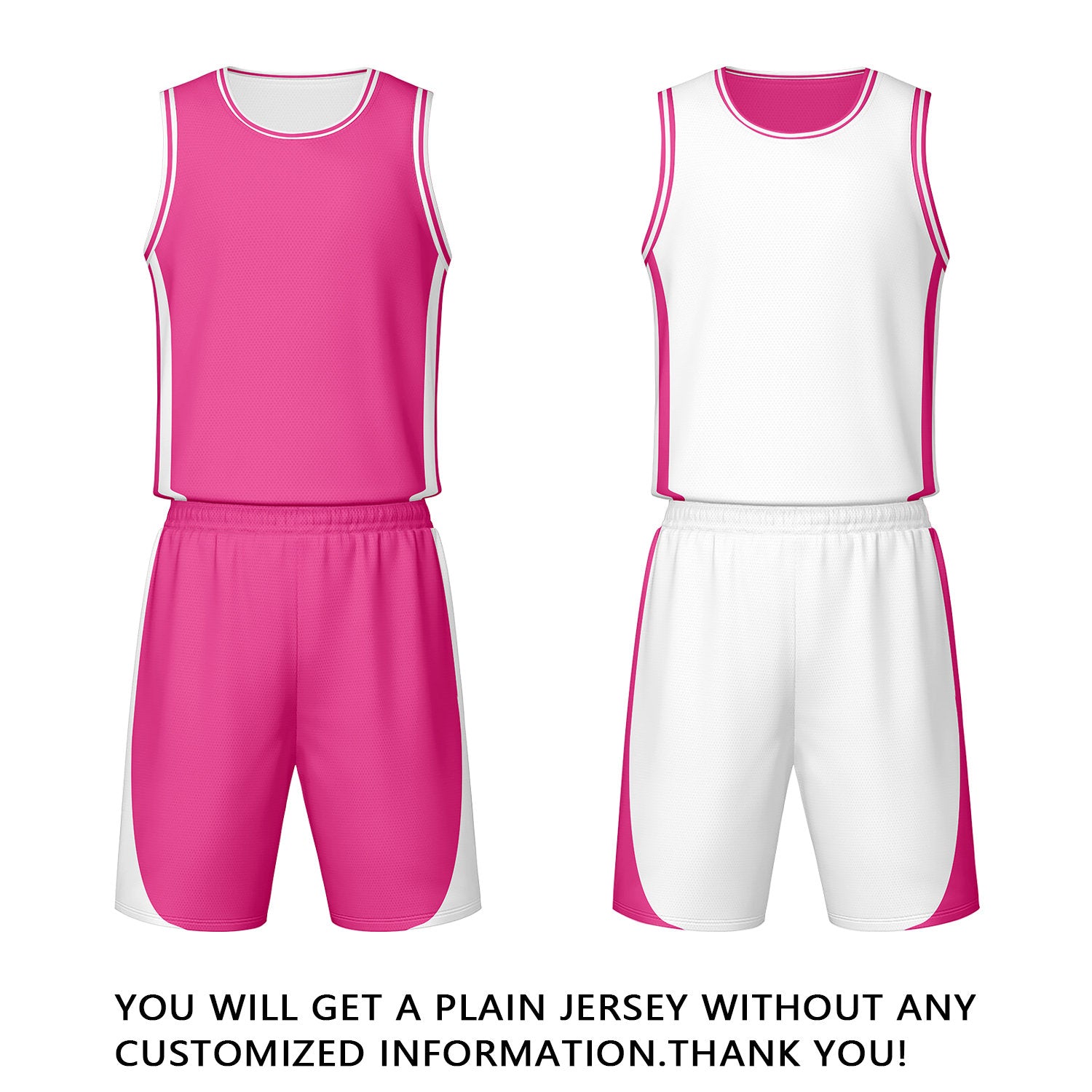 Custom Pink White Reversible Basketball Jersey Set | Personalized Name Number Mesh Sports Uniform