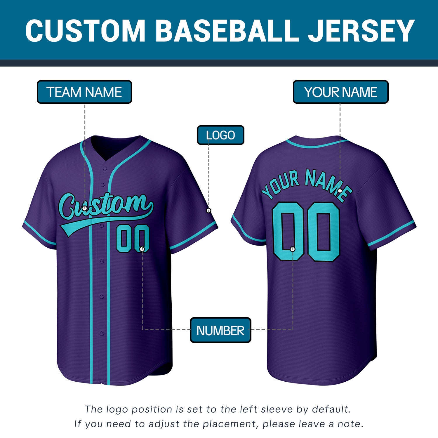 Custom Purple & Aqua Personalized Baseball Jersey | Team Sports Uniform | Vosoli