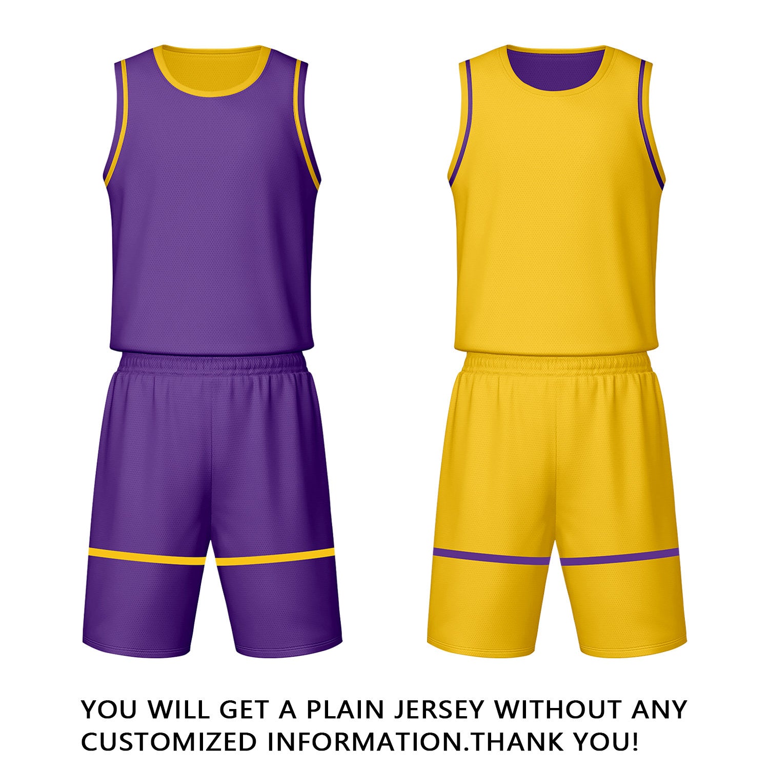 Custom Purple & Gold Reversible Basketball Jersey Shorts Set | Personalized Team Uniform