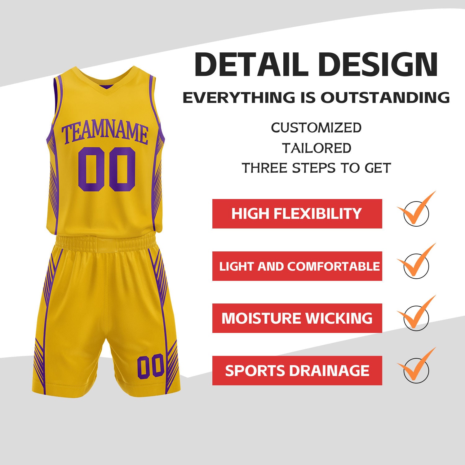 Custom Purple & Gold Reversible Basketball Uniform Set | Personalized Name Number Sports Jersey Shorts Kit