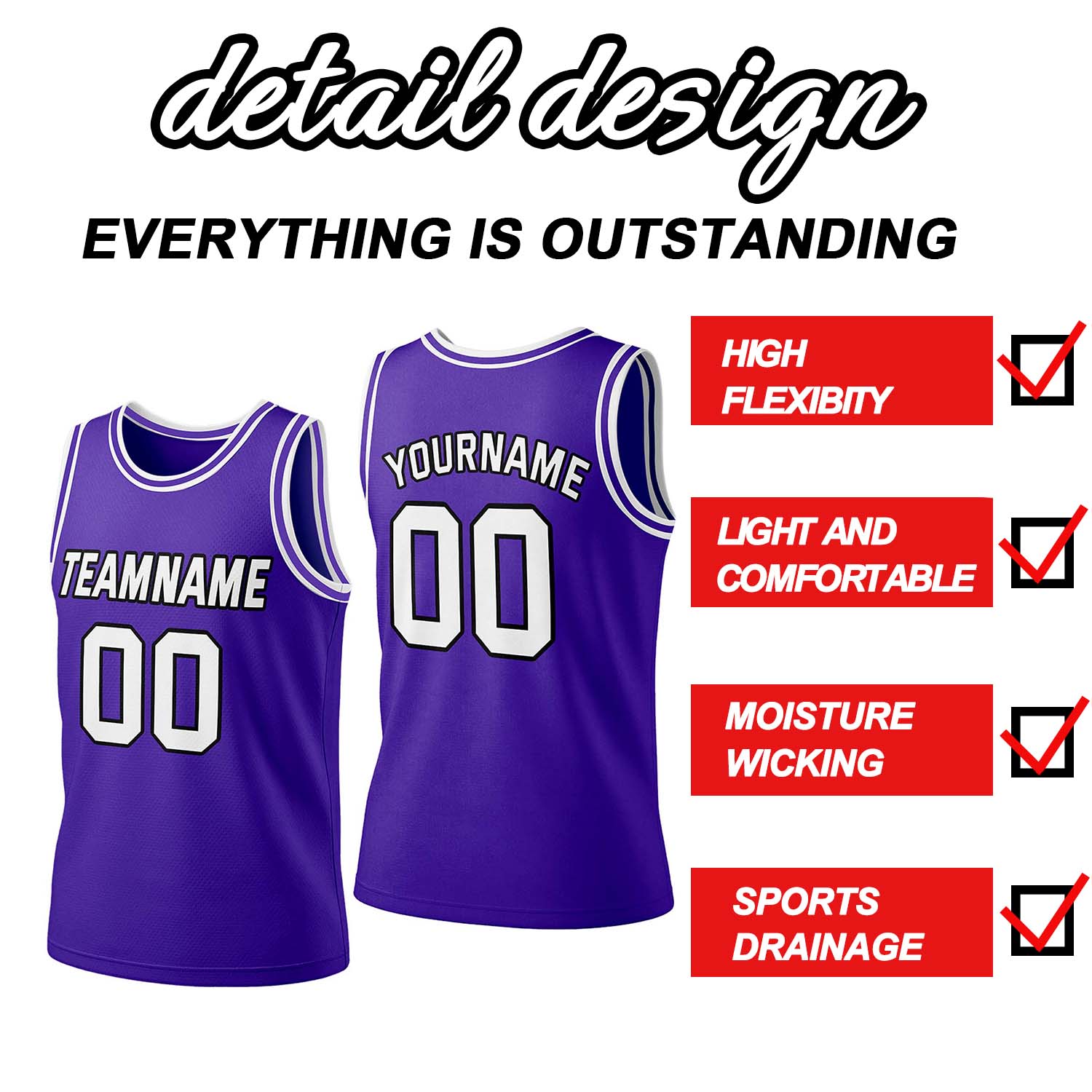 Custom Purple & White Mesh Basketball Jersey | Personalized Team Uniform