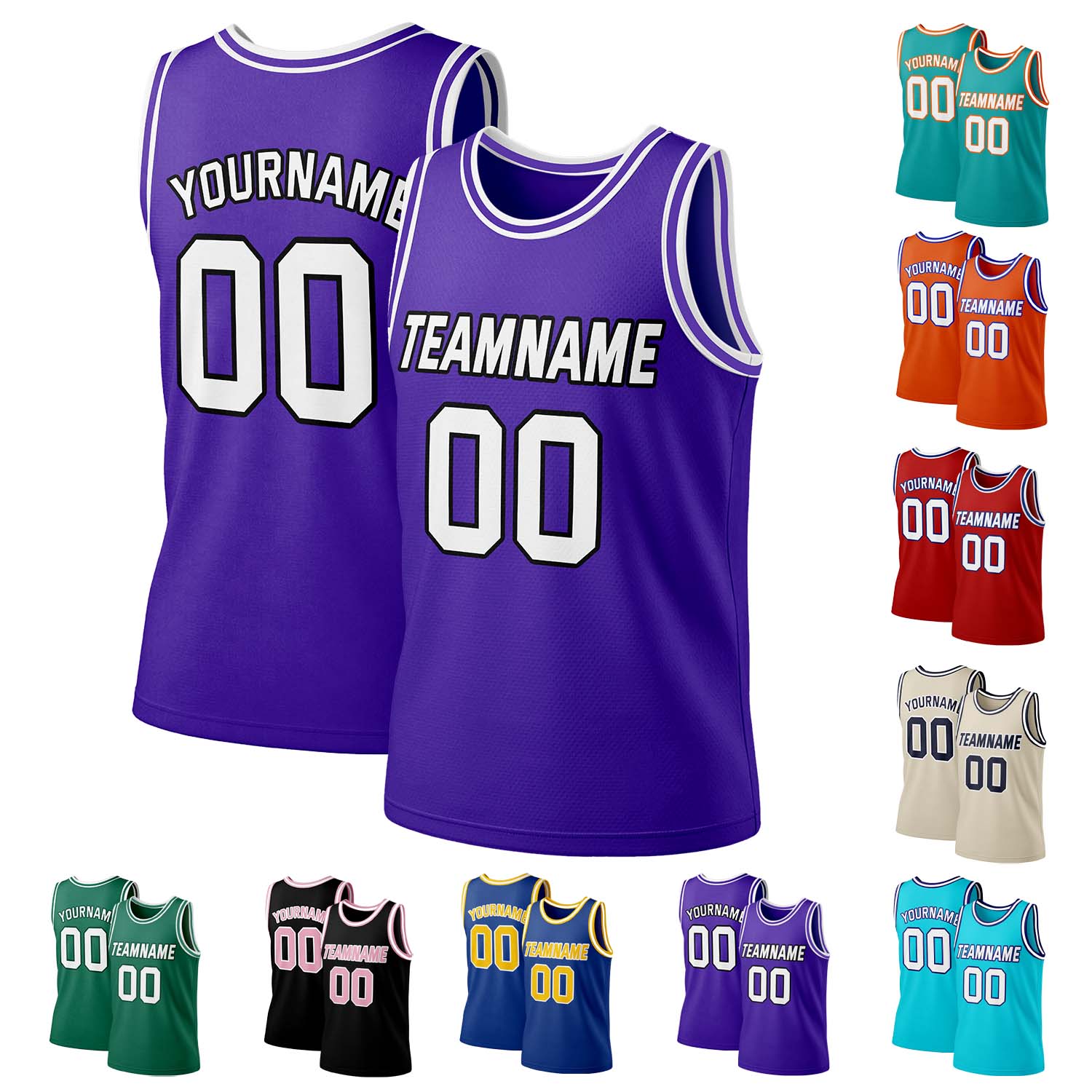 Custom Purple & White Mesh Basketball Jersey | Personalized Team Uniform