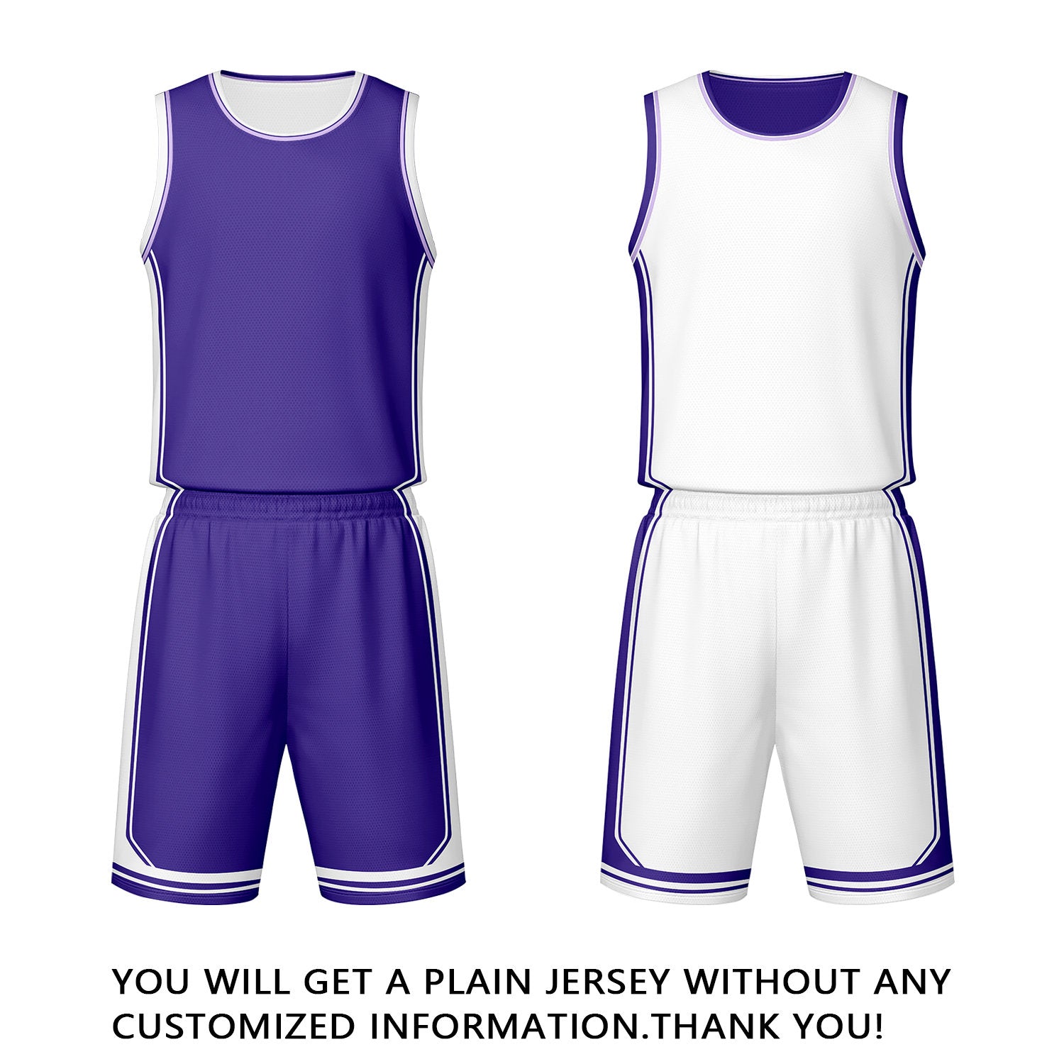 Custom Purple White Reversible Basketball Jersey Set | Personalized Name Number Mesh Sports Uniform