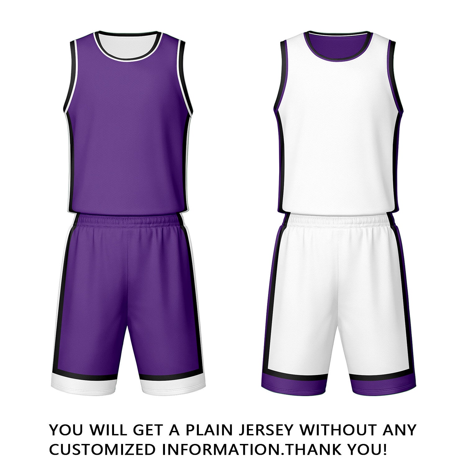 Custom Purple & White Reversible Basketball Jersey Shorts Set | Personalized Team Uniform