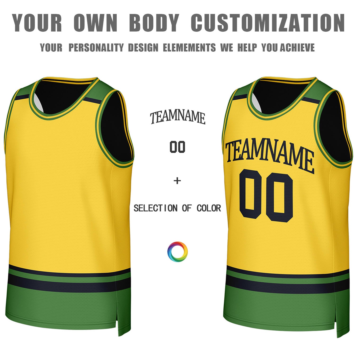Custom Black & Yellow Striped Reversible Basketball Jersey | Personalized Team Jerseys with Name, Number & Logo