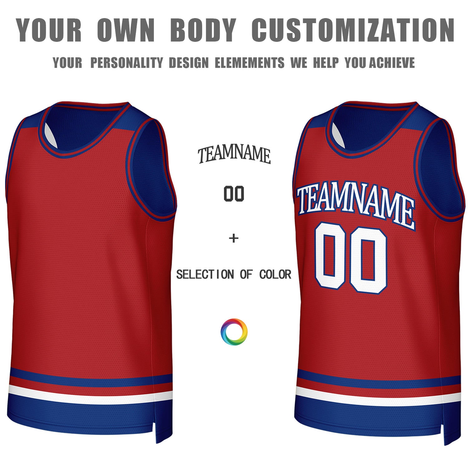 Custom Red & Royal Blue Reversible Basketball Jersey | Personalized Team Jerseys for Adult & Youth