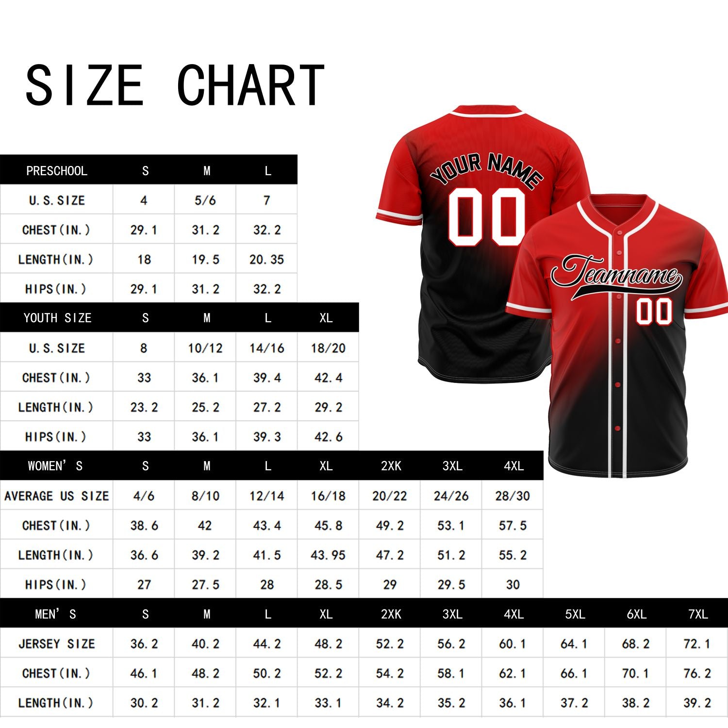 Custom Red and Black Gradient Baseball Jersey - Personalized Team Sports Uniforms
