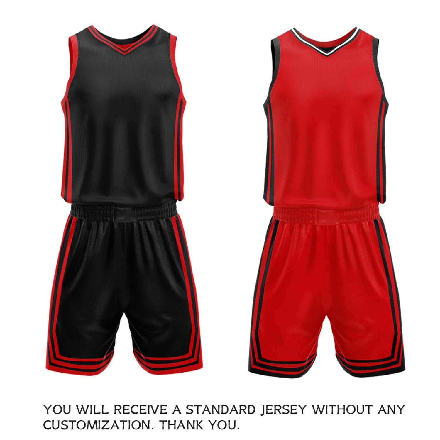 Custom Red & Black Reversible Basketball Jersey Shorts Set | Personalized Full Vintage Team Uniform