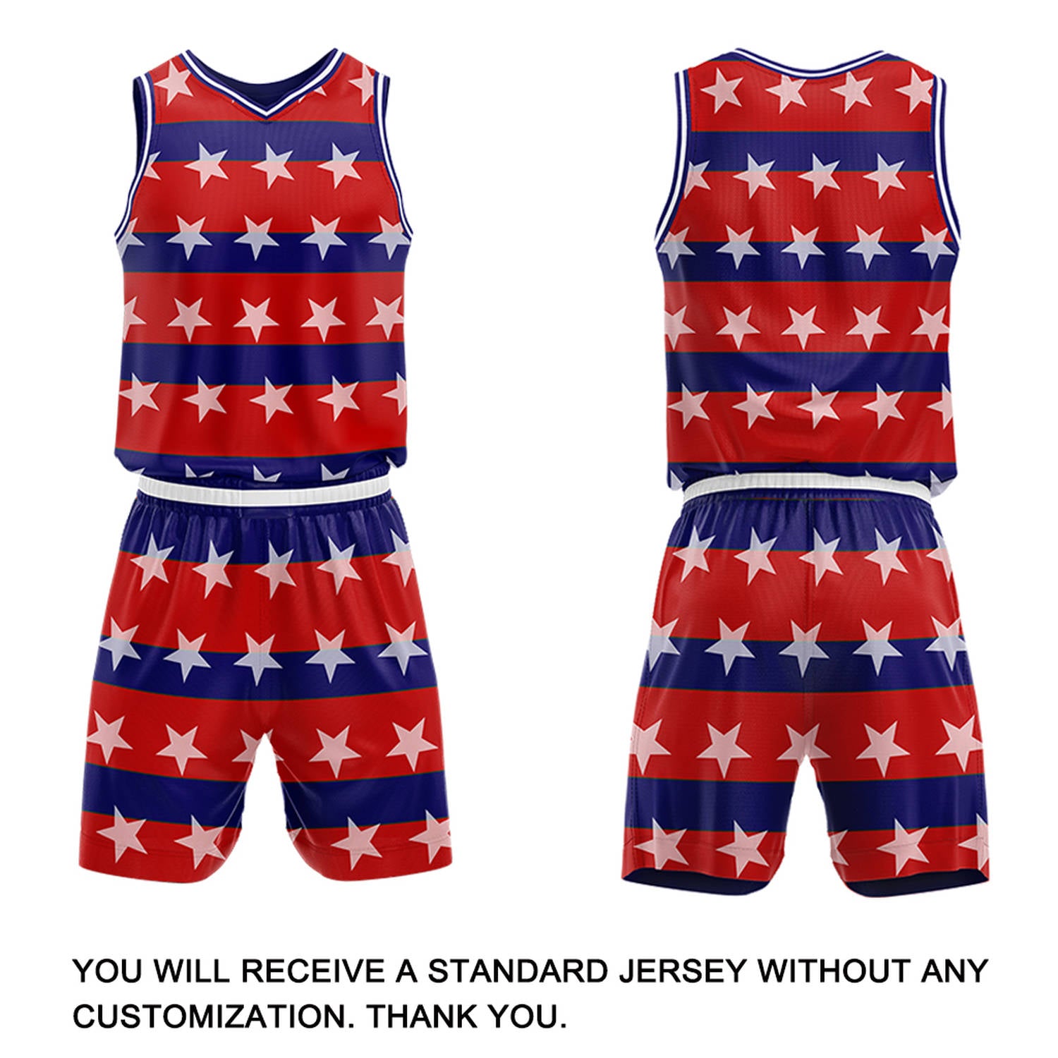 Custom Red & Blue Star-Stripe Basketball Jersey & Shorts Set | Personalized Team Uniform