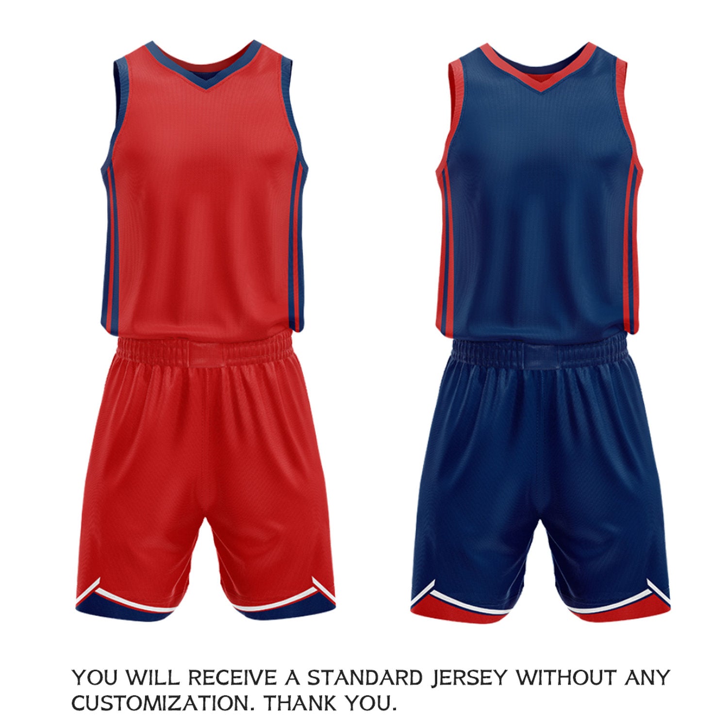 Custom Red & Navy Reversible Basketball Jersey Shorts Set | Personalized Full Vintage Team Uniform
