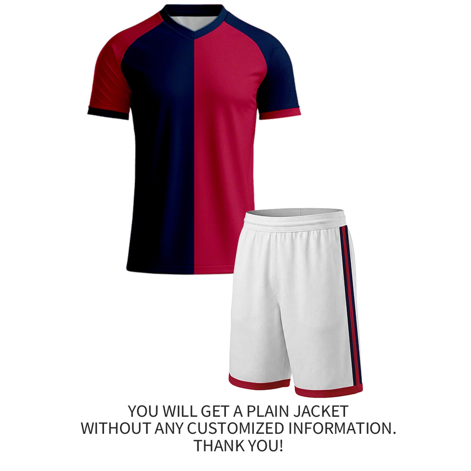 Custom Red & Navy Split Soccer Uniform Set | Personalized Jersey & Shorts for Youth & Adult