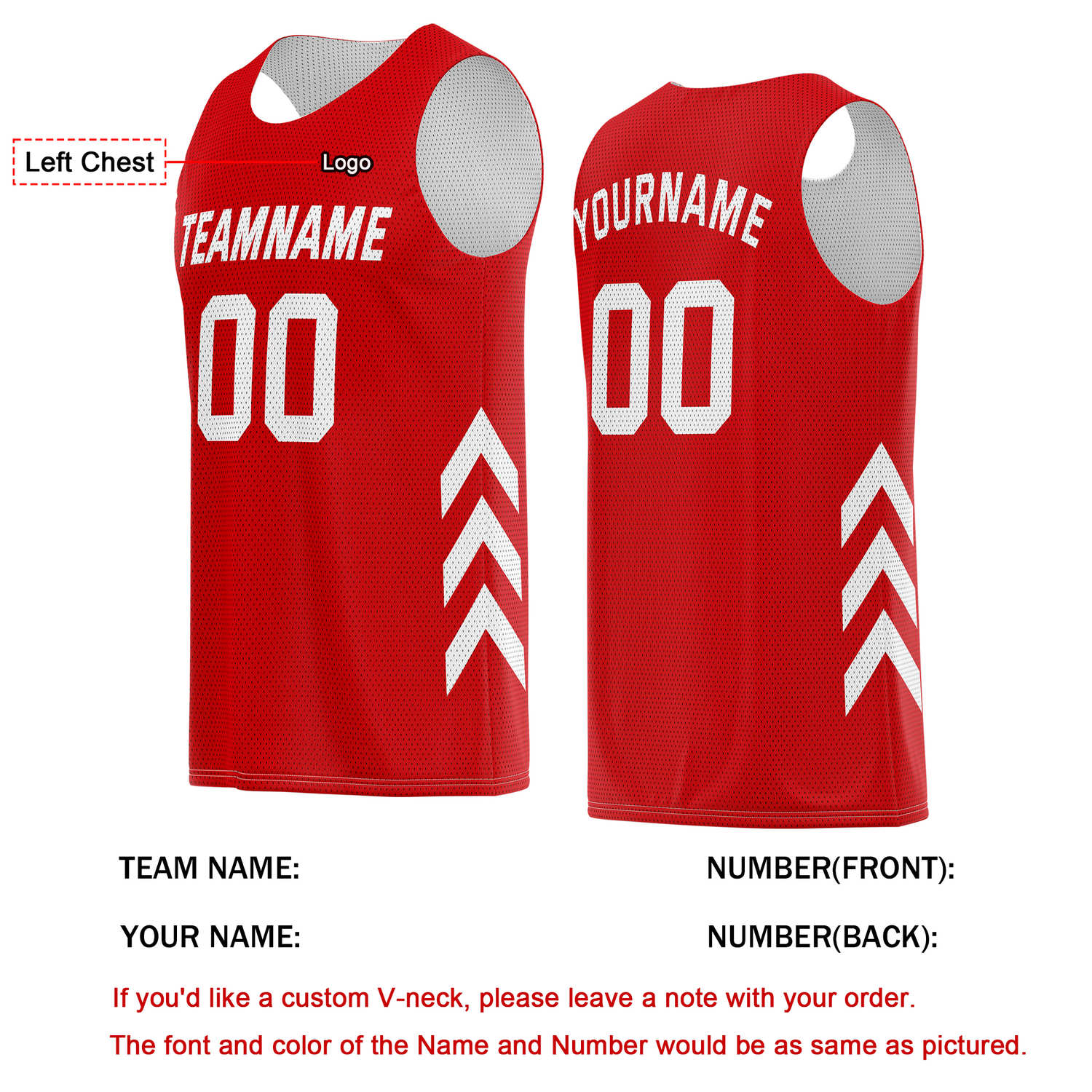 Custom Red & White Basketball Jersey | Personalized Team Kit - Vosoli