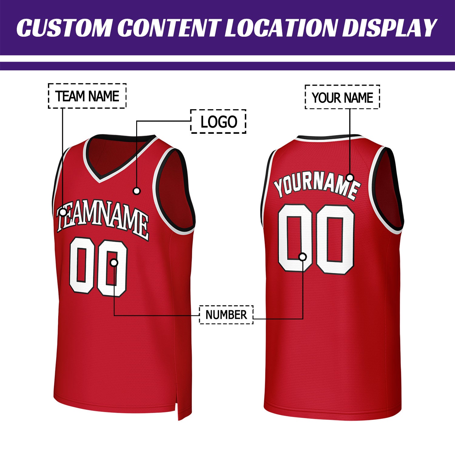 Custom Red & White Mesh Basketball Jersey | Personalized Name & Number Team Uniform