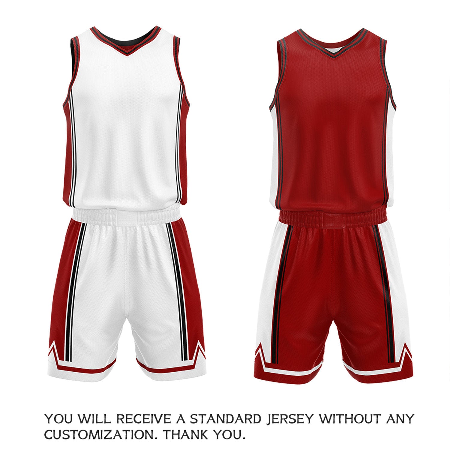 Custom Red & White Reversible Basketball Jersey Shorts Set | Personalized Full Vintage Team Uniform