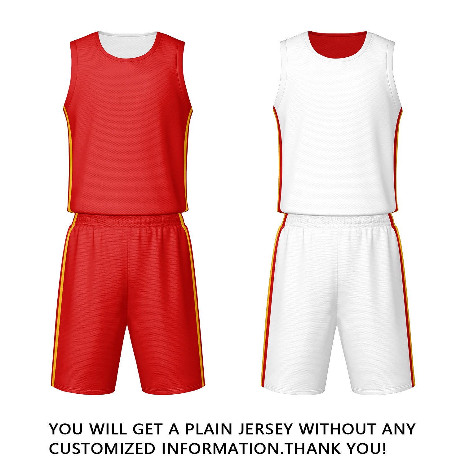 Custom Red & White Reversible Basketball Jersey Shorts Set | Personalized Team Uniform