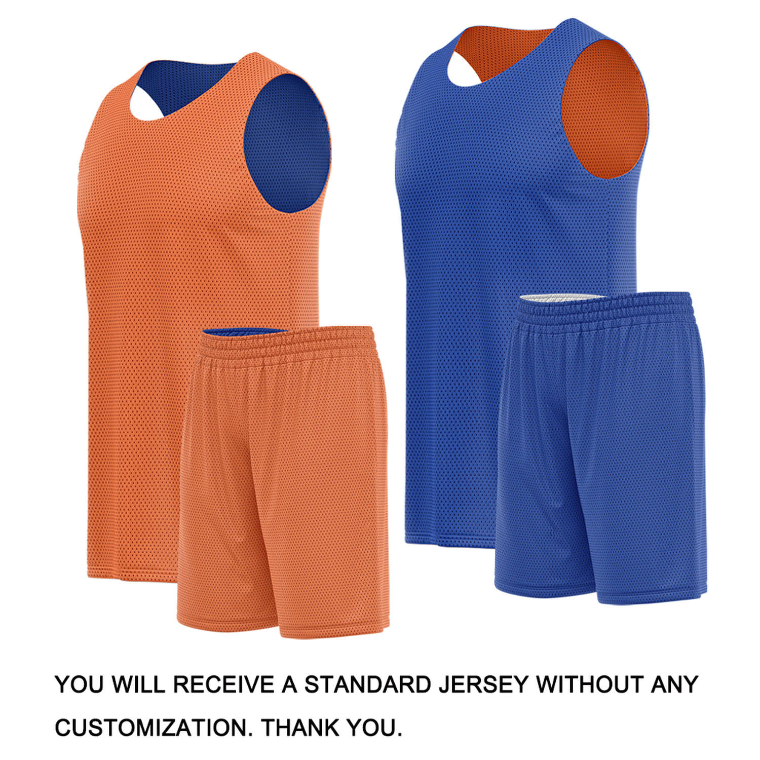 Custom Orange & Royal Blue Double Sided Basketball Uniform Set | Breathable Mesh Tank Top and Shorts