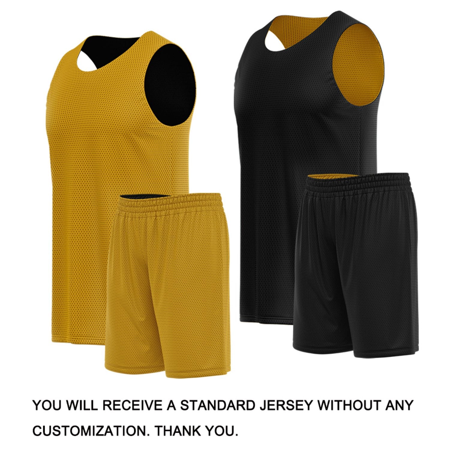 Custom Gold & Black Reversible Basketball Uniform Set | Breathable Mesh Tank Top and Shorts