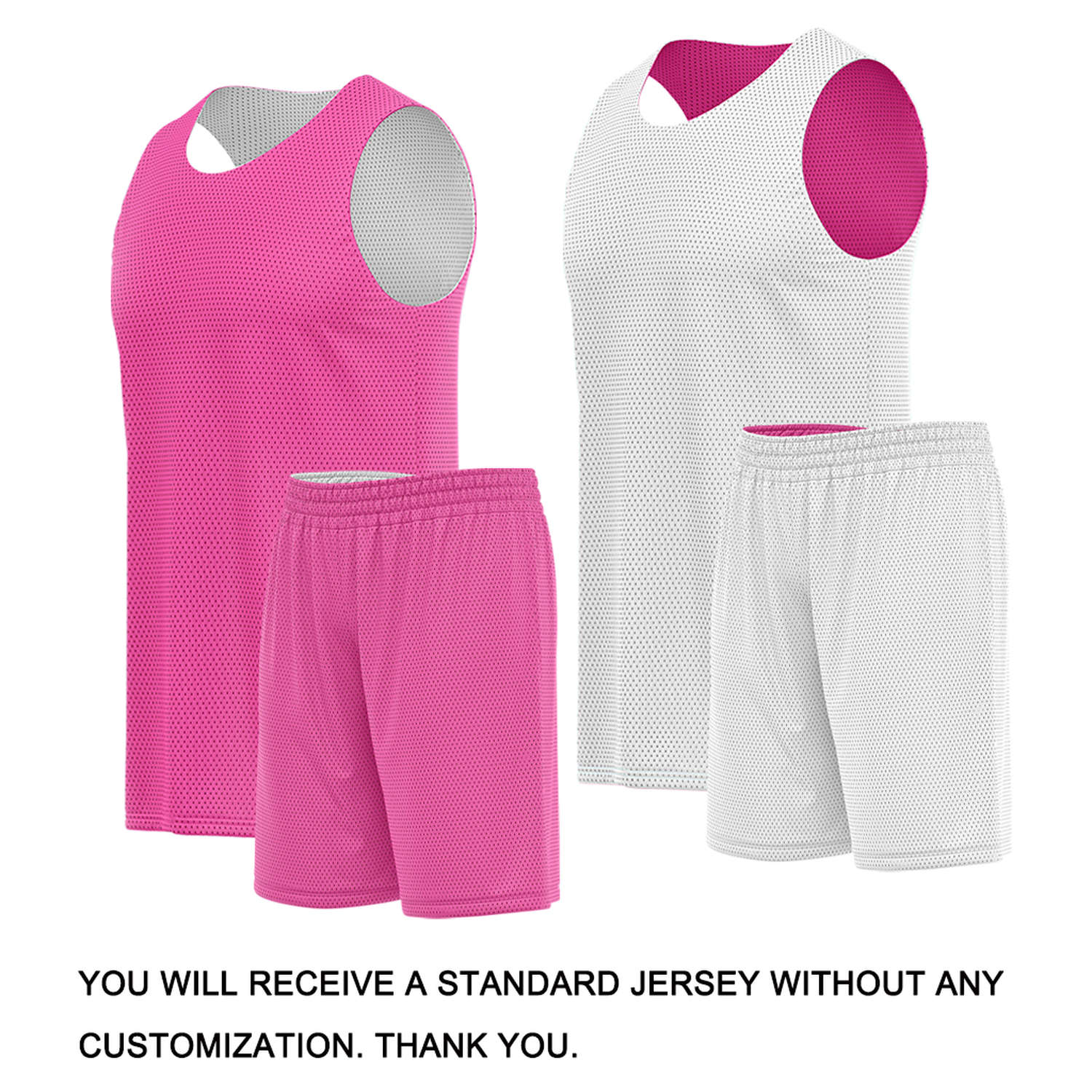 Custom Hot Pink & White Reversible Basketball Uniform Set | Breathable Mesh Tank Top and Shorts