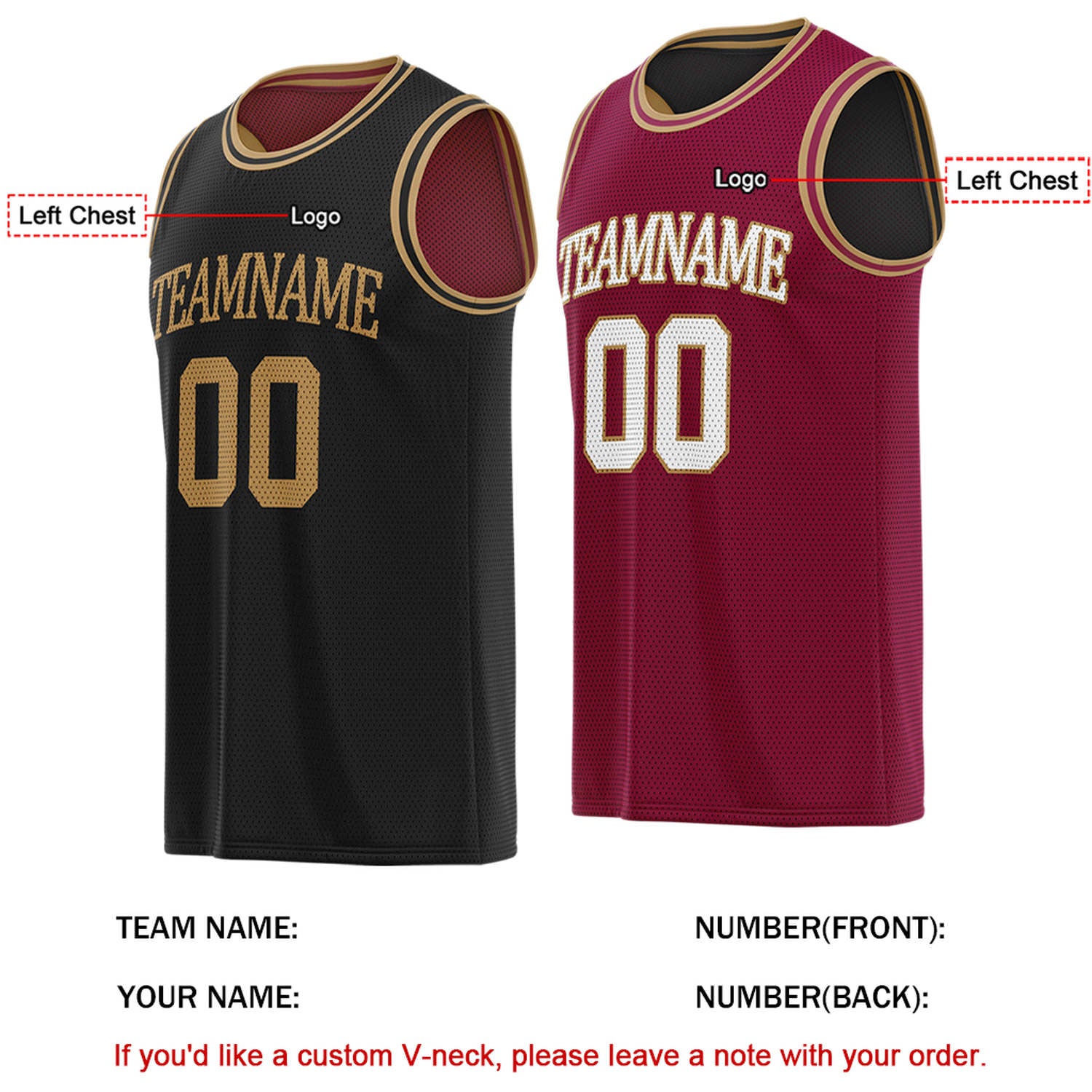Custom Reversible Black & Burgundy Basketball Jersey | Personalized for Team Sports - Vosoli