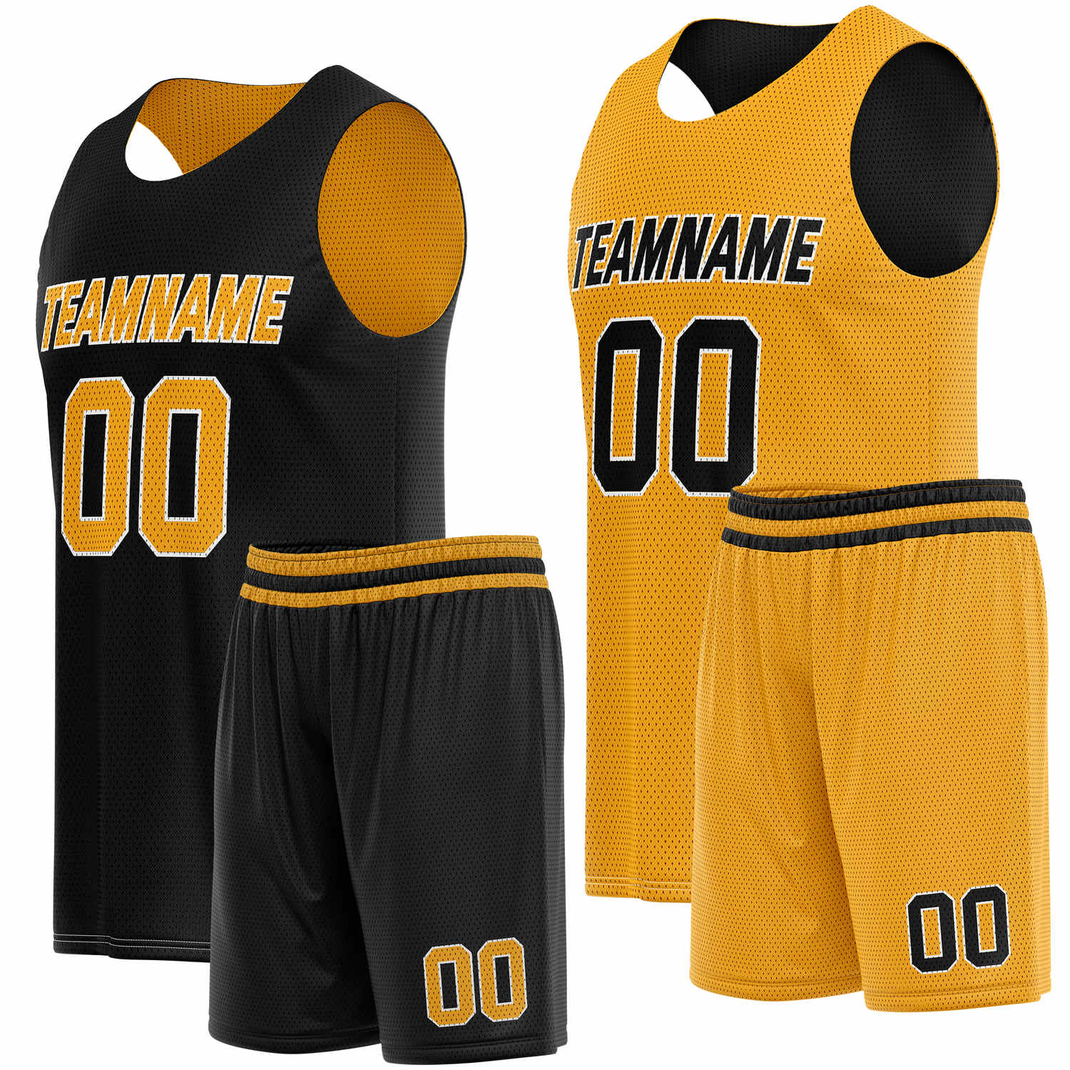 Custom Reversible Black Gold Basketball Uniform Set | Team Name & Number - Vosoli