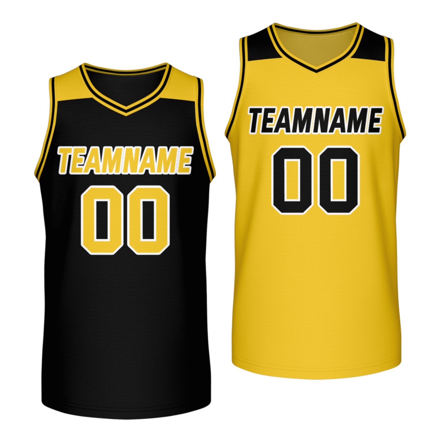 Custom reversible black gold basketball jersey, personalized team name number Logo breathable Mesh sports top for men women youth game practice - Vosoli