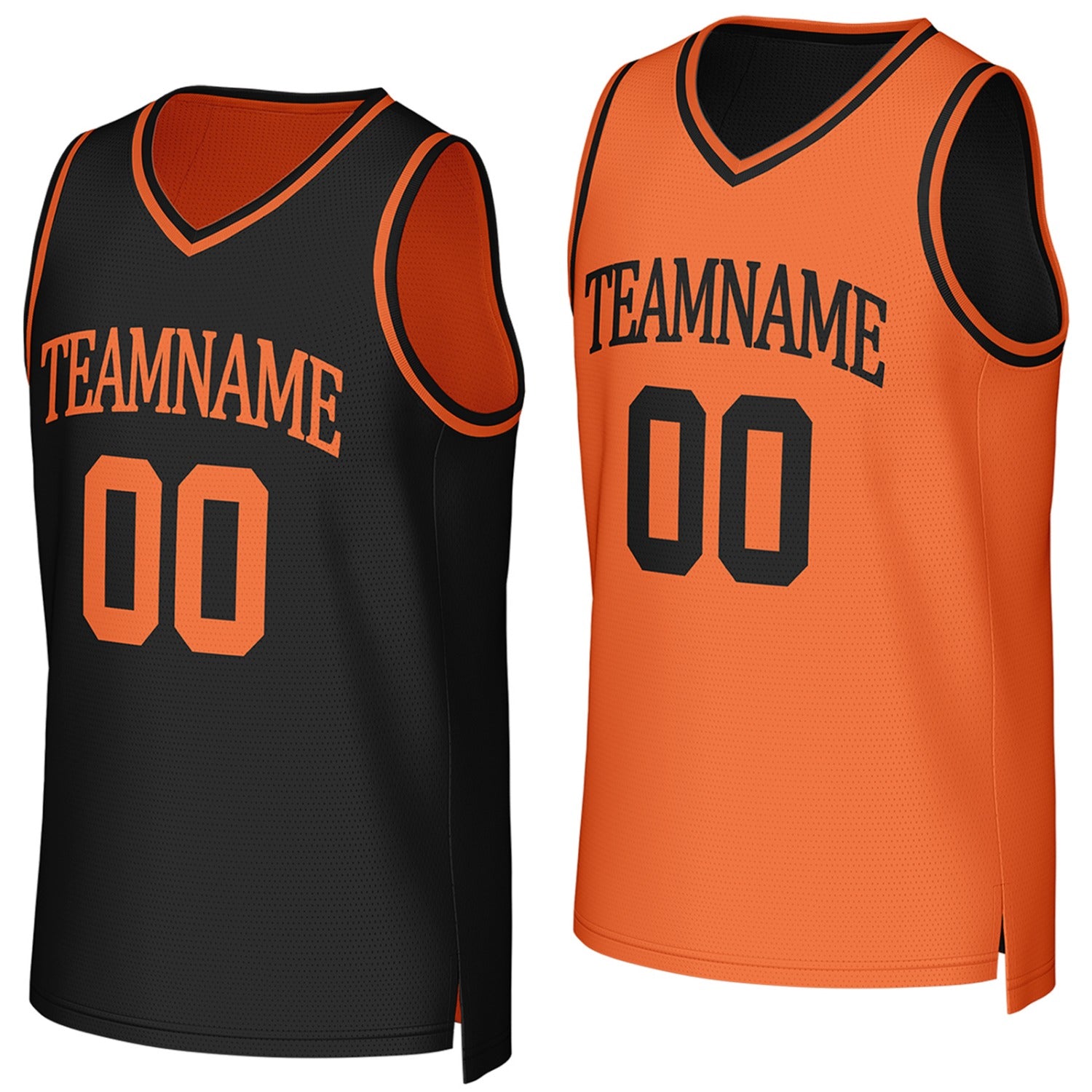 Custom reversible black orange basketball jersey, personalized team name number Logo breathable Mesh sports top for men women youth game practice - Vosoli