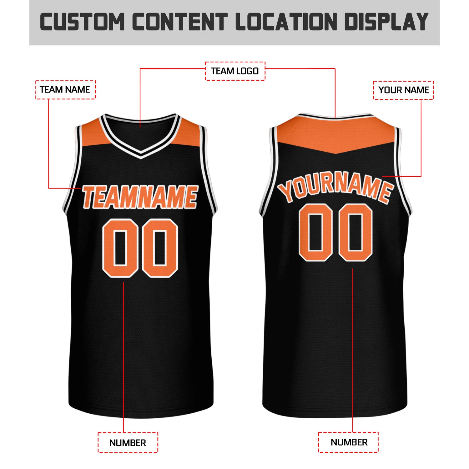 Custom Reversible Black & Orange Mesh Basketball Jersey | Personalized Team Jersey | Vosoli