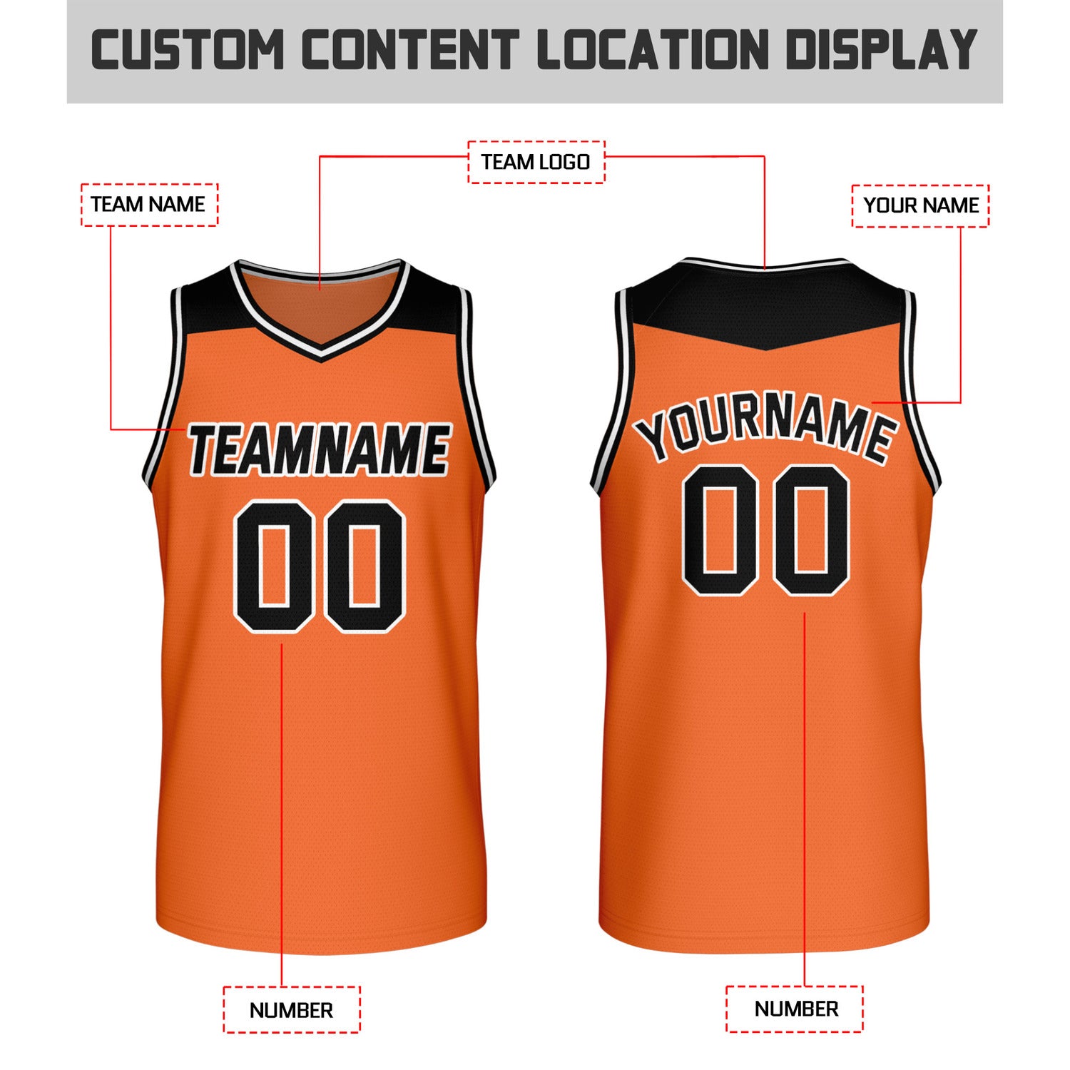 Custom Reversible Black & Orange Mesh Basketball Jersey | Personalized Team Jersey | Vosoli