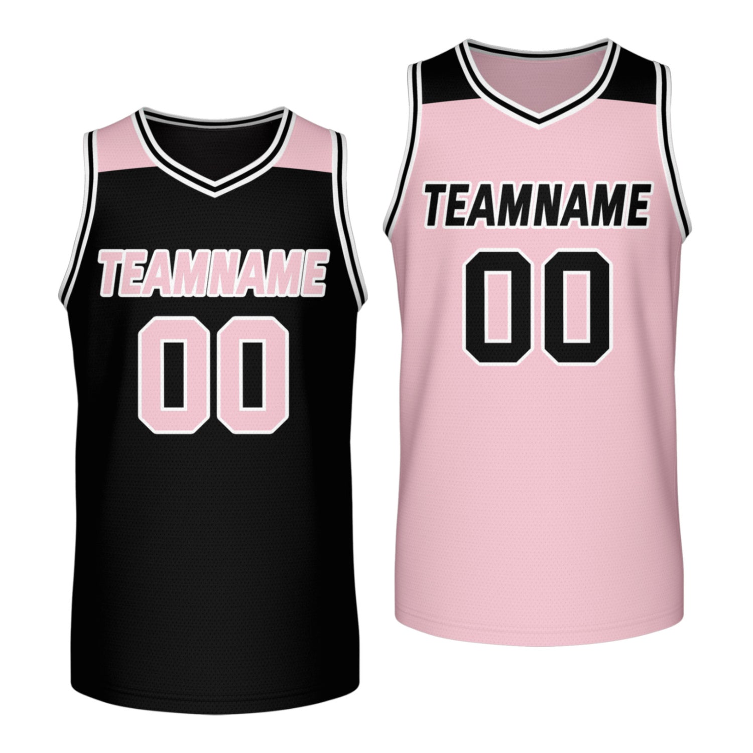 Custom reversible black pink basketball jersey, personalized team name number Logo breathable Mesh sports top for men women youth game practice - Vosoli