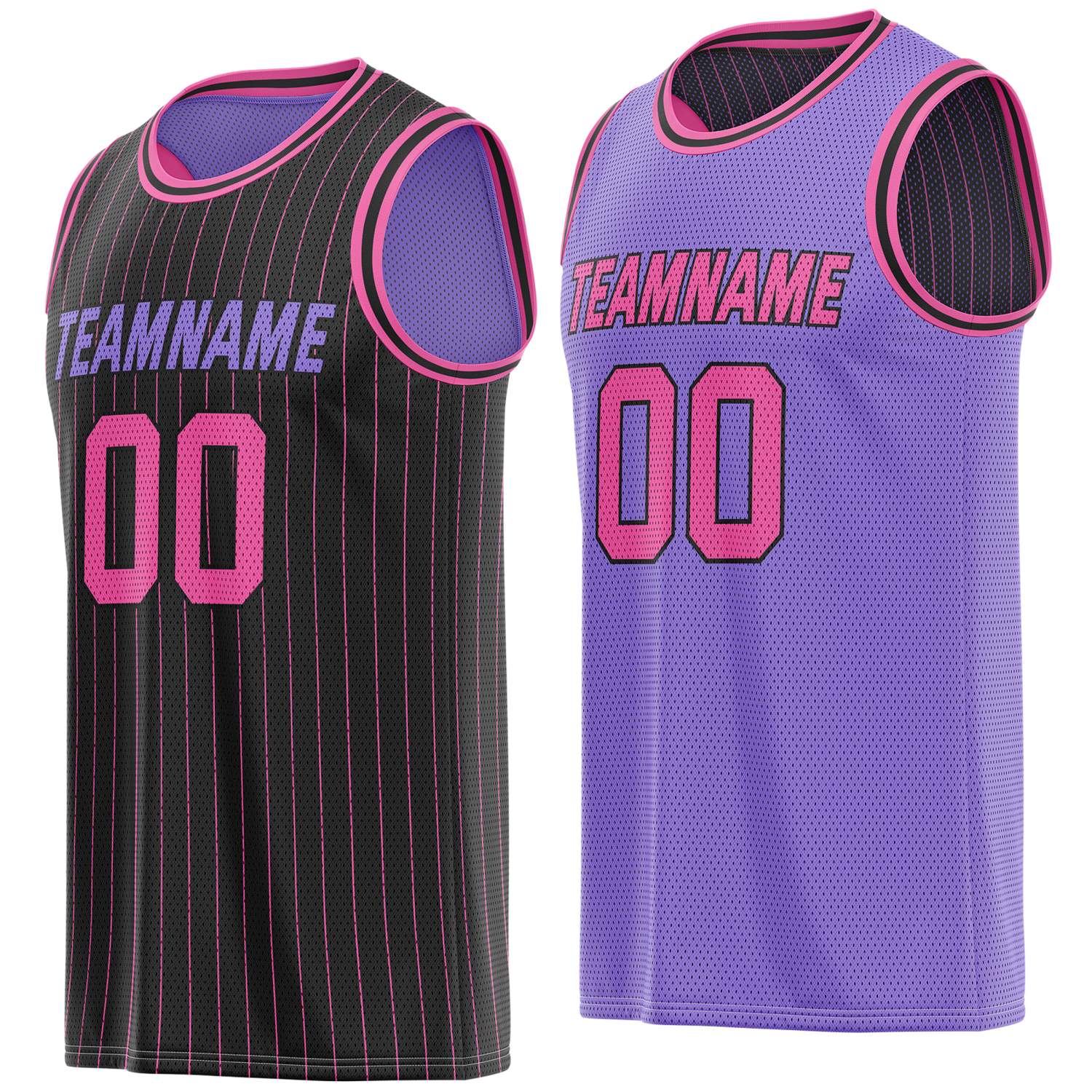 Custom Reversible Black Purple Striped Mesh Basketball Jersey | Team & Player Name - Vosoli