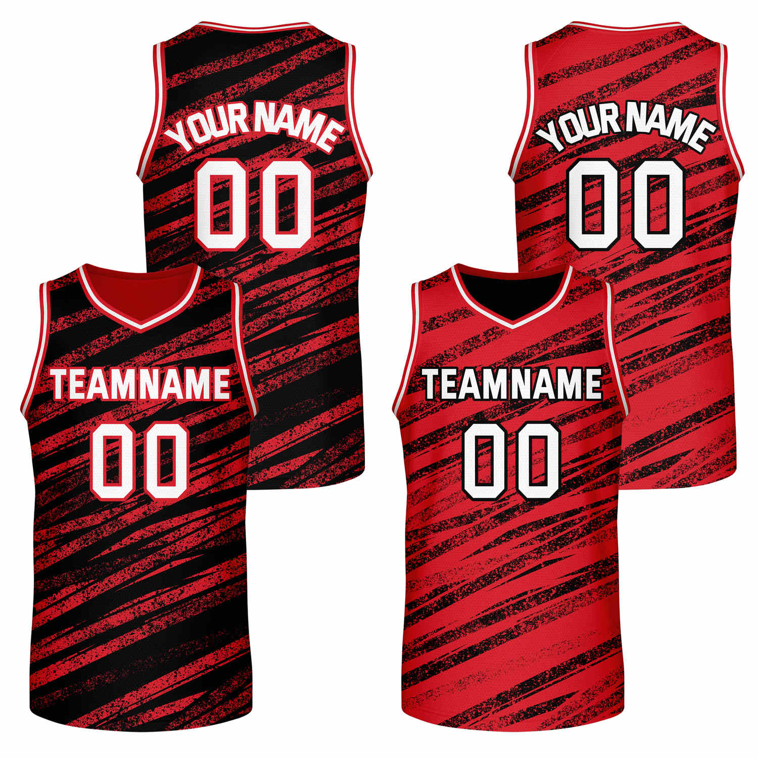 Custom Reversible Black Red Basketball Jersey | Team & Player Name - Vosoli