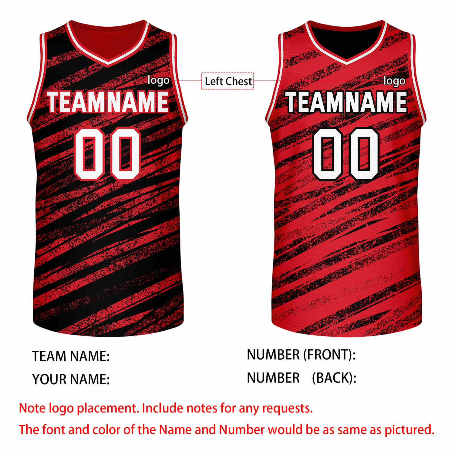 Custom Reversible Black Red Basketball Jersey | Team & Player Name - Vosoli