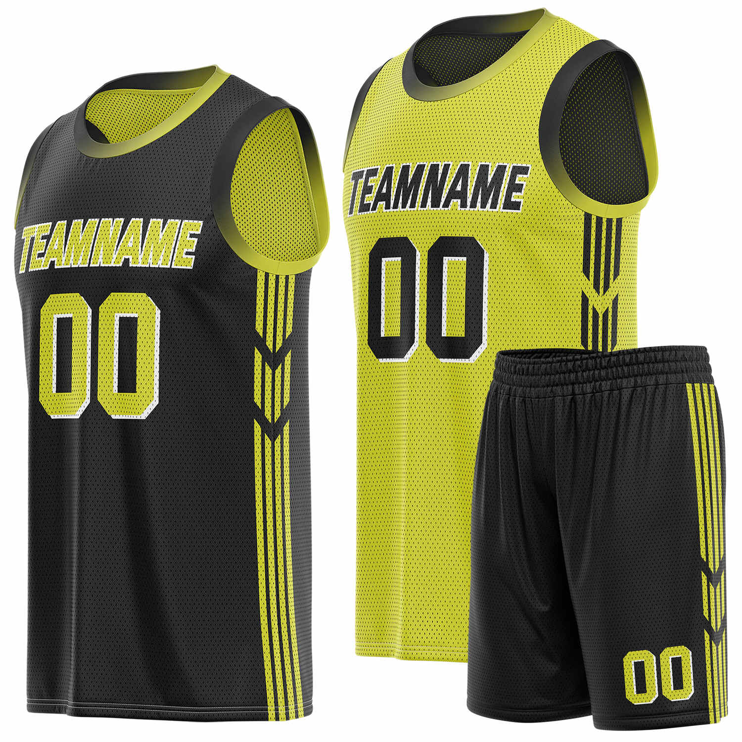 Custom Reversible Black Yellow Basketball Uniform Set | Team & Player Name - Vosoli