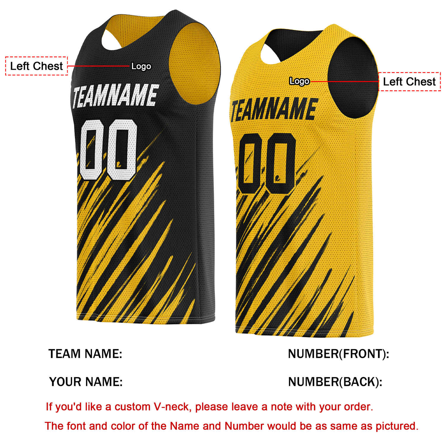 Custom Reversible Black Yellow Brush Stripe Basketball Jersey | Personalized Team Top - Vosoli