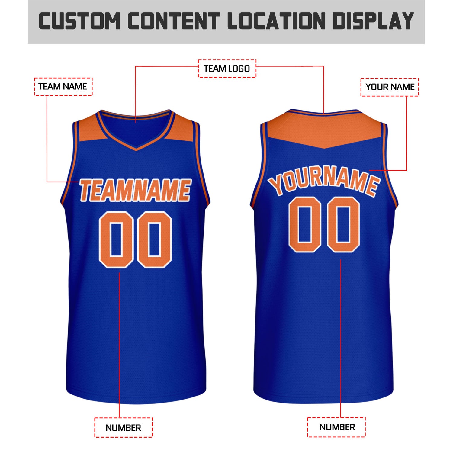 Custom Reversible Blue & Orange Mesh Basketball Jersey | Personalized Team Jersey | Vosoli