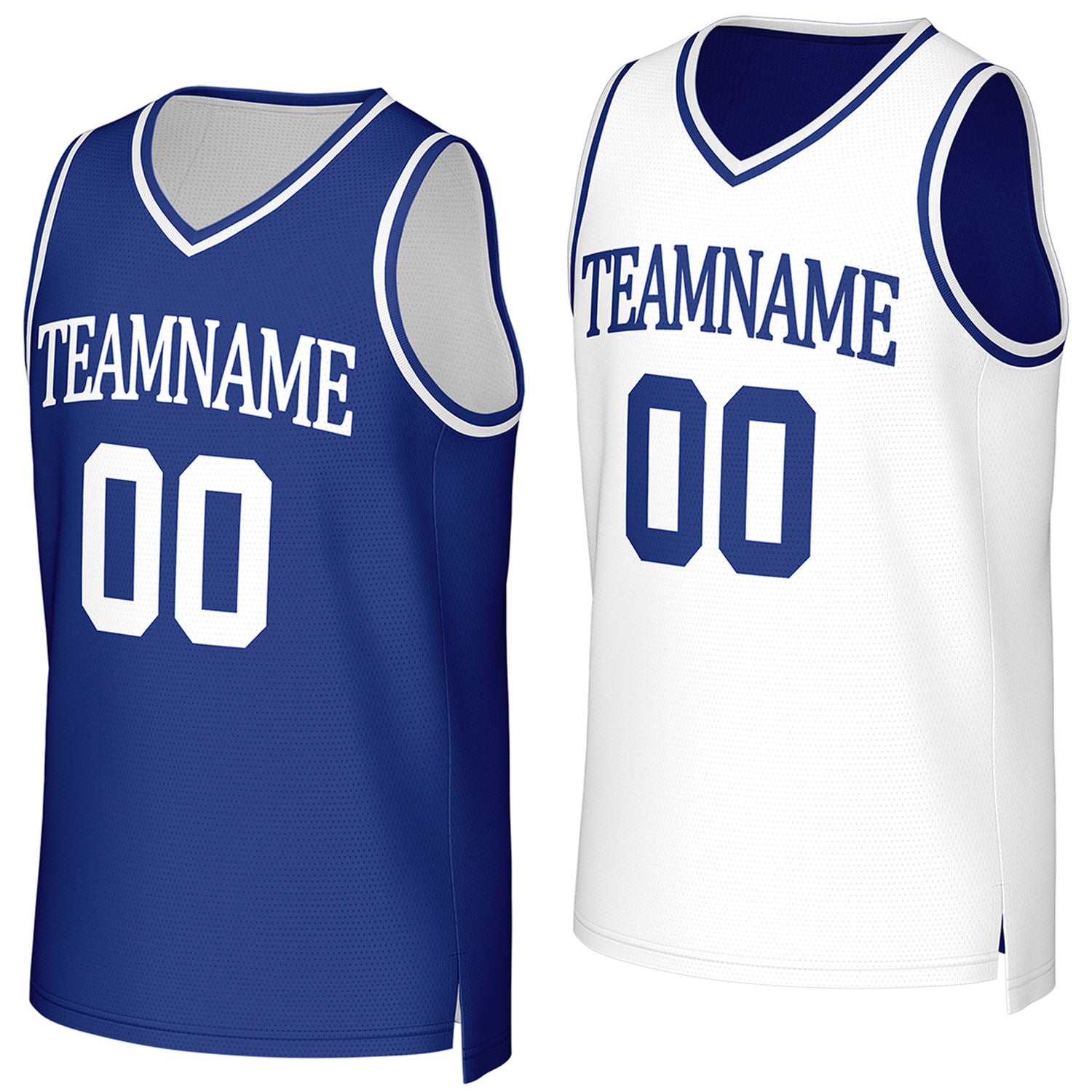 Custom reversible blue white basketball jersey, personalized team name number Logo breathable Mesh sports top for men women youth game practice - Vosoli