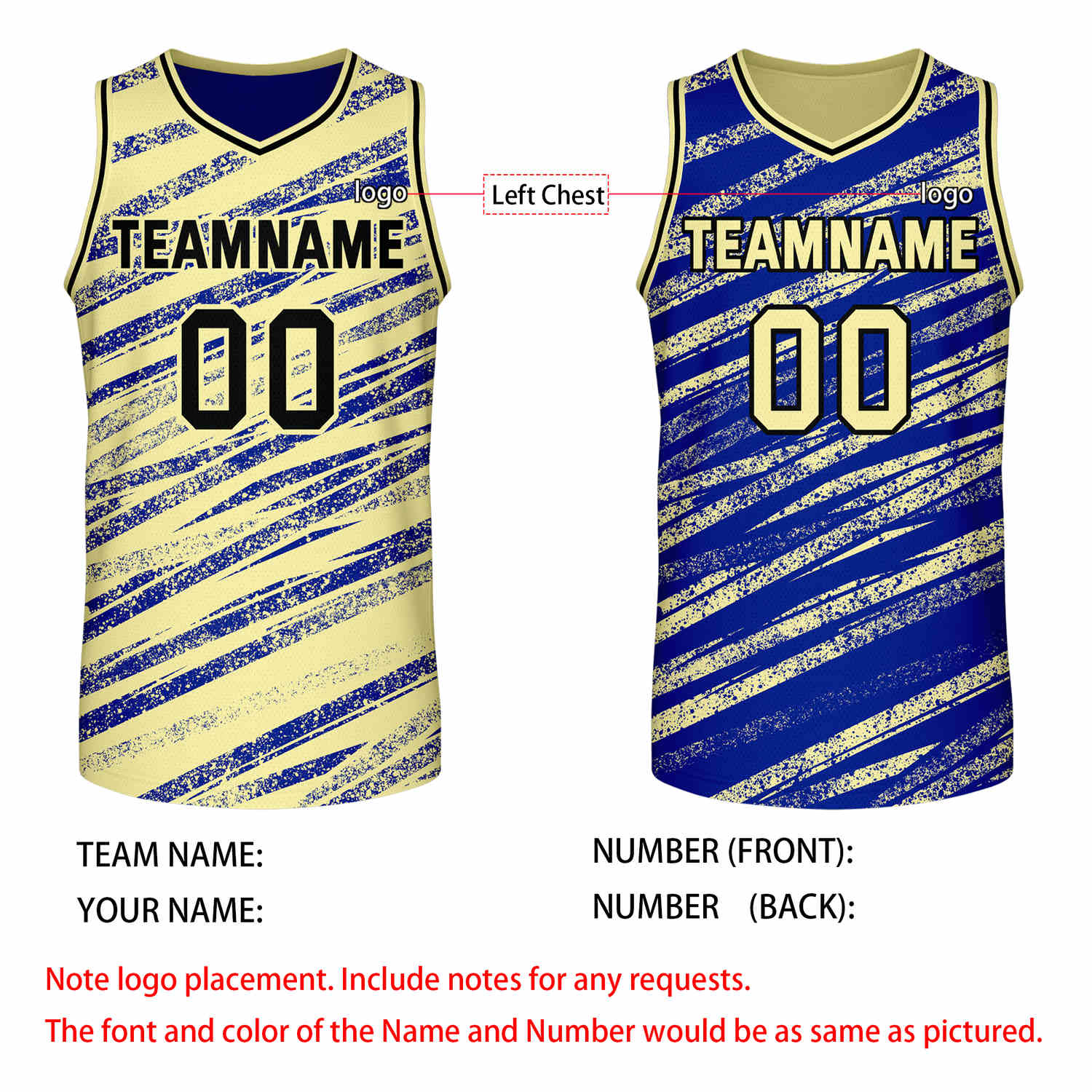Custom Reversible Cream Blue Basketball Jersey | Team & Player Name - Vosoli