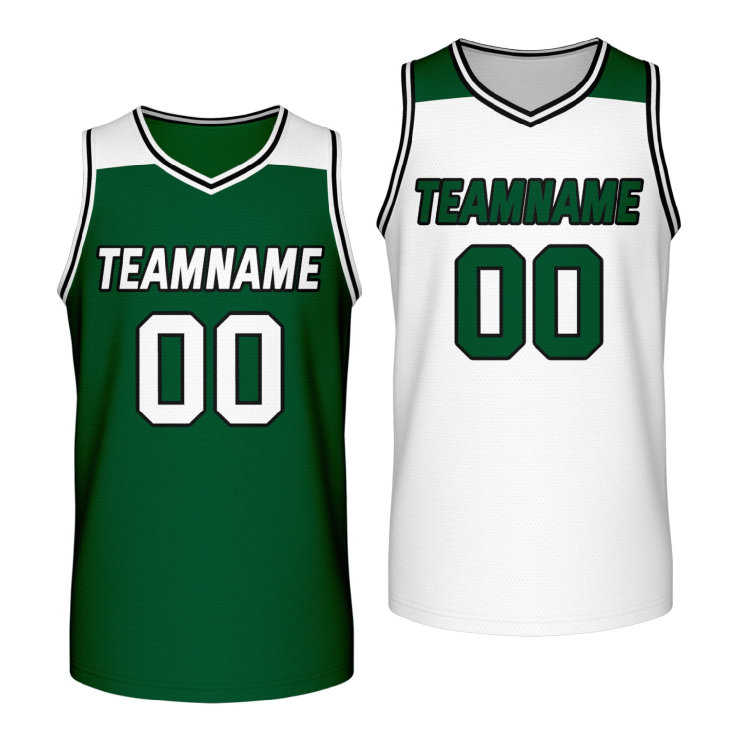 Custom Reversible Forest Green & White Mesh Basketball Jersey | Personalized Team Jersey | Vosoli