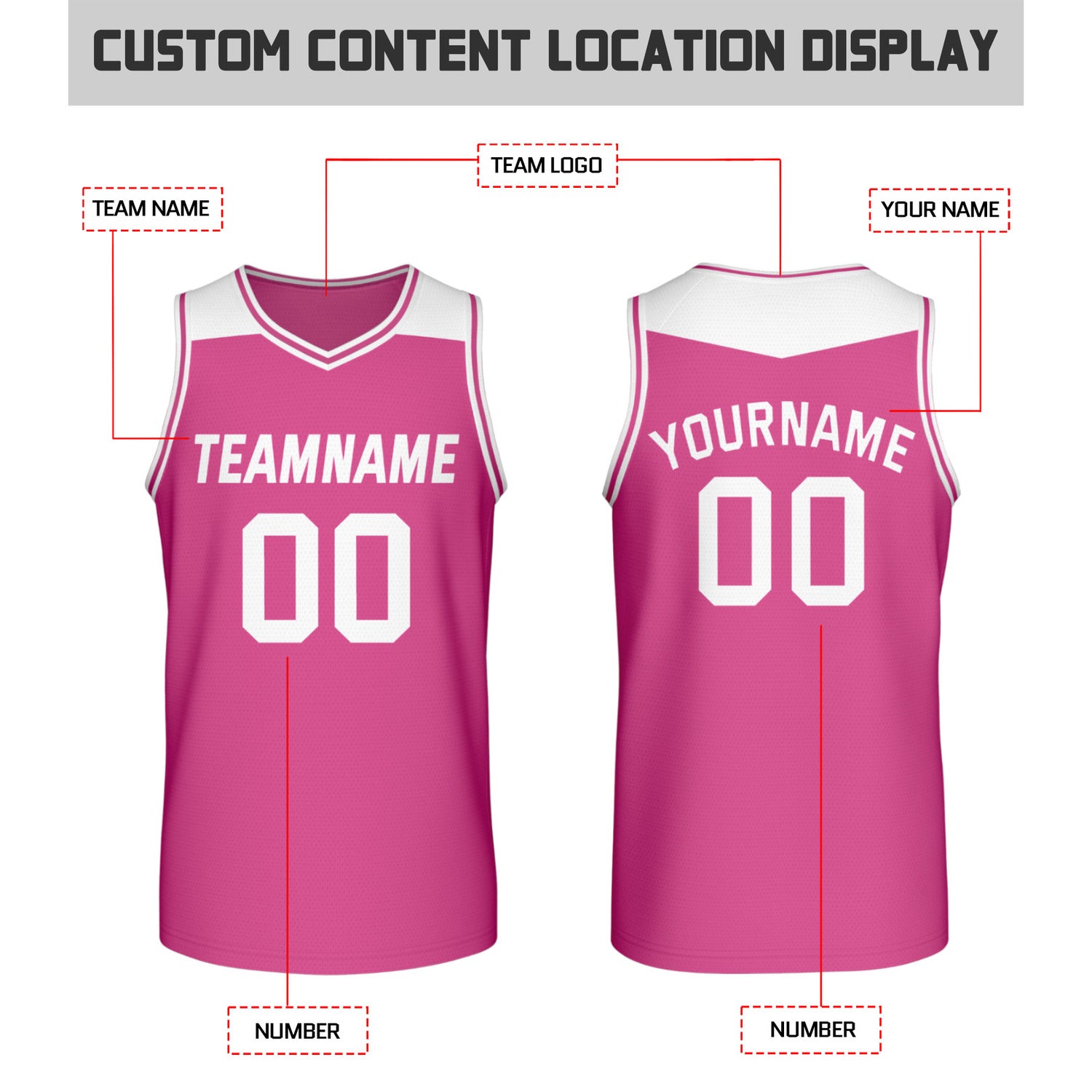 Custom Reversible Fuchsia & White Mesh Basketball Jersey | Personalized Team Jersey | Vosoli