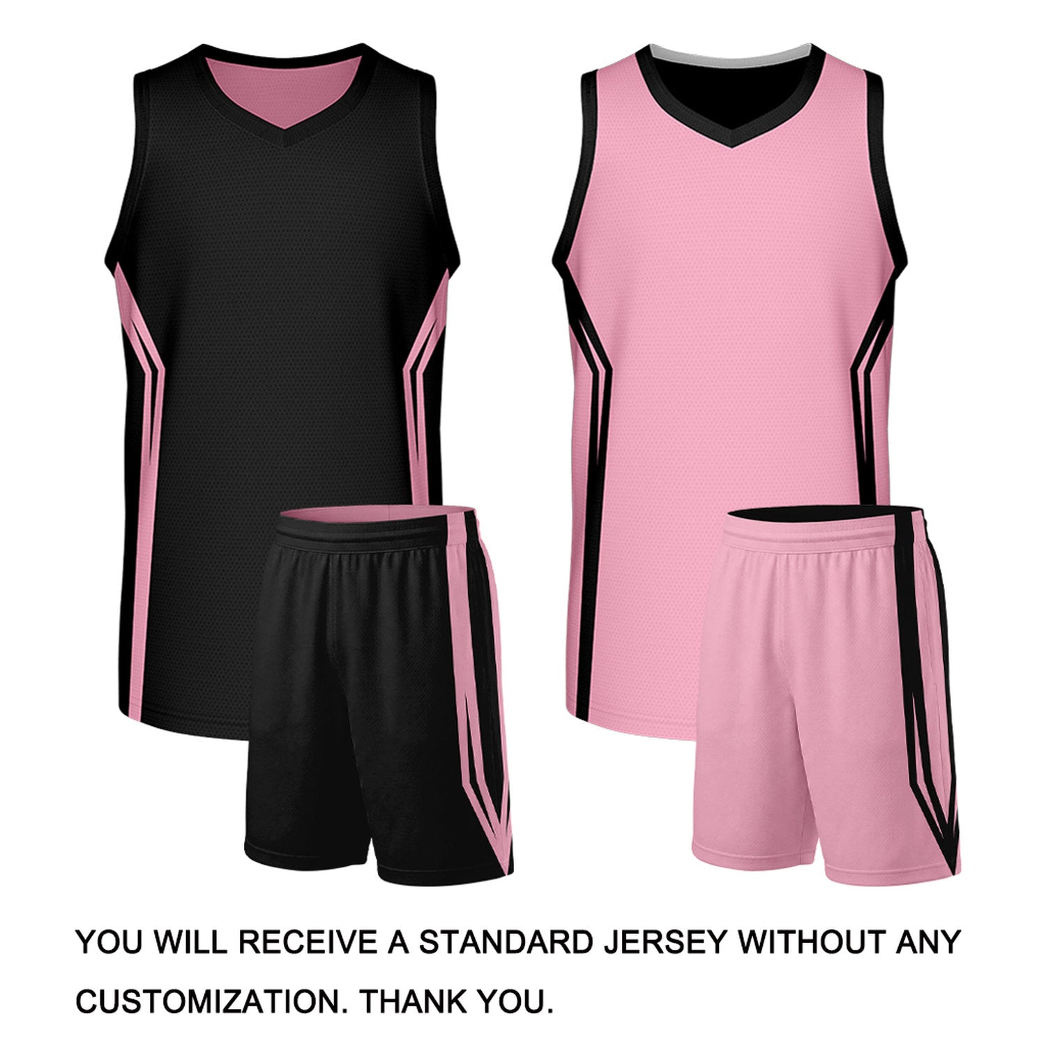 Custom Black & Light Pink Two Sided Basketball Uniform Set | Personalized Team Uniforms for Adult & Youth