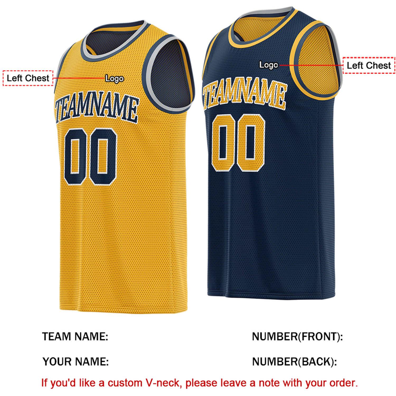 Custom Reversible Gold & Navy Basketball Jersey | Personalized for Team Sports - Vosoli