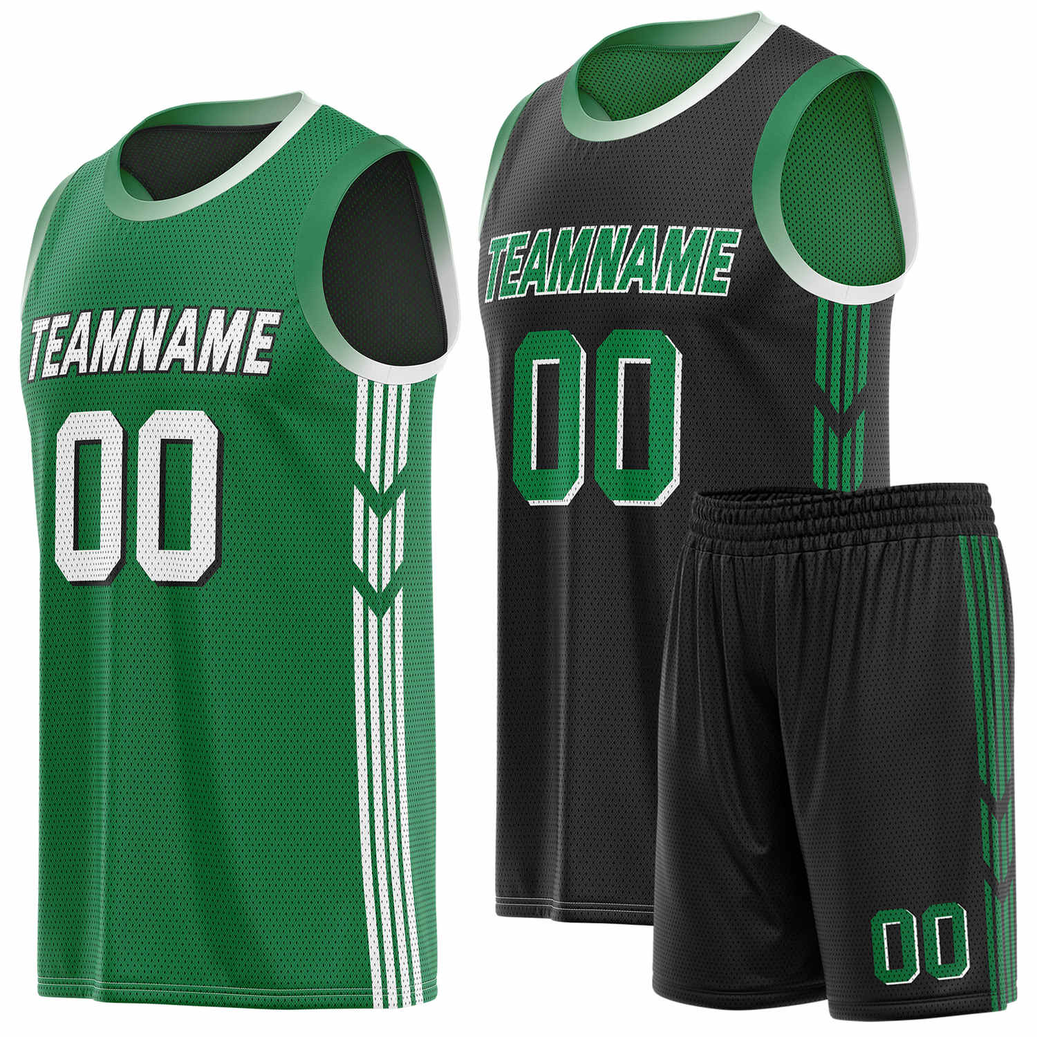 Custom Reversible Green Black Basketball Uniform Set | Team & Player Name - Vosoli