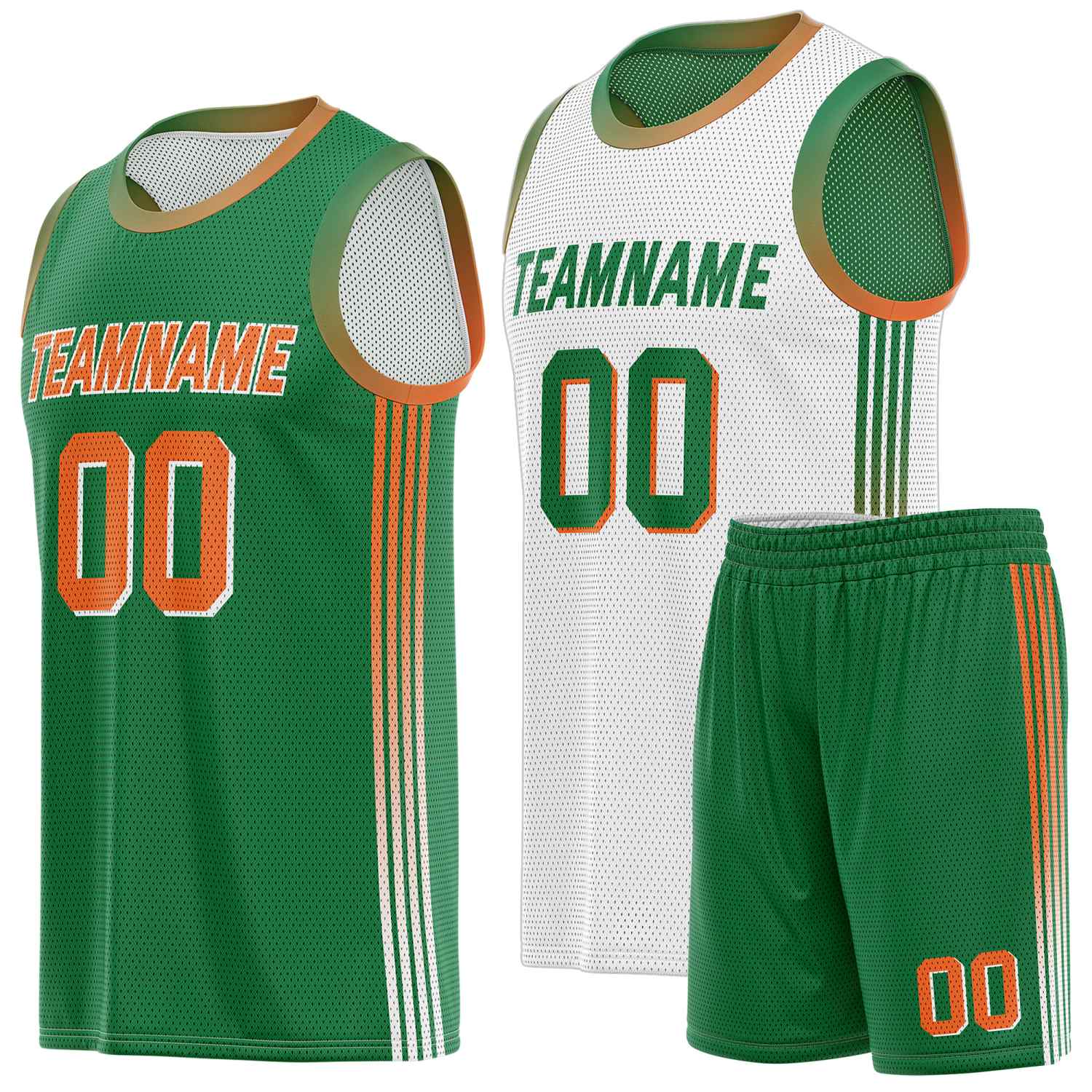 Custom Reversible Green Orange Basketball Uniform Set | Team & Player Name - Vosoli