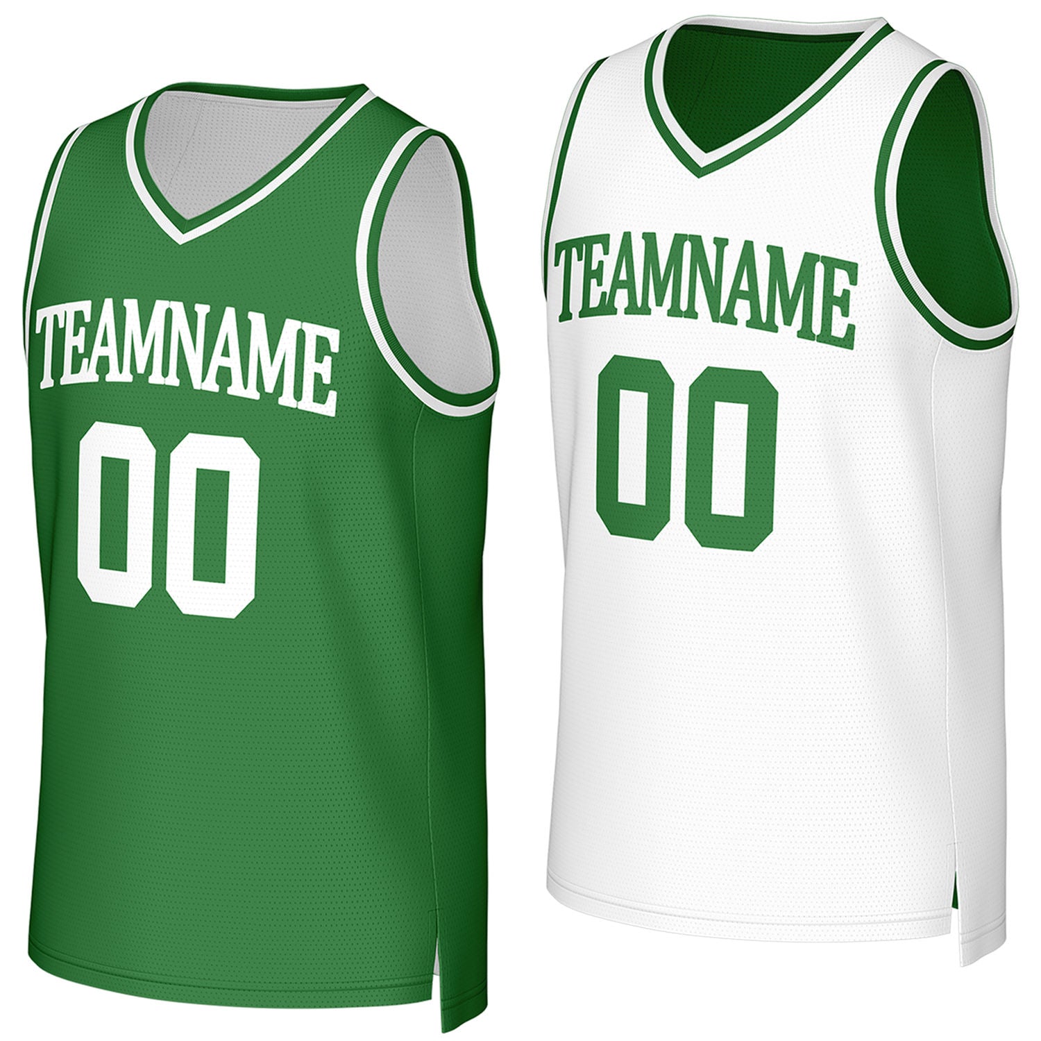 Custom Reversible Green & White Mesh Basketball Jersey | Personalized Team Jersey | Vosoli