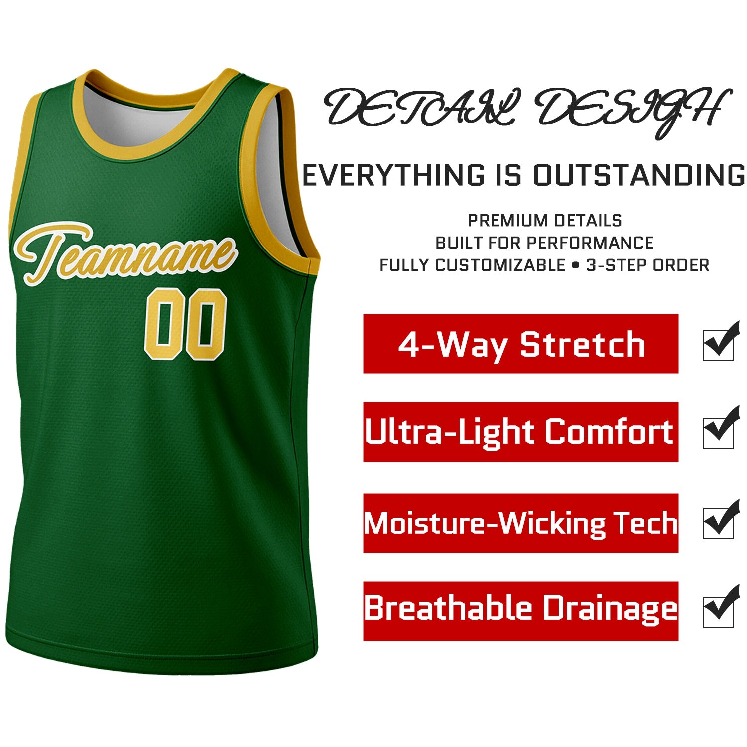 Custom Reversible Green & White Basketball Jersey | Personalized Team Jersey | Vosoli