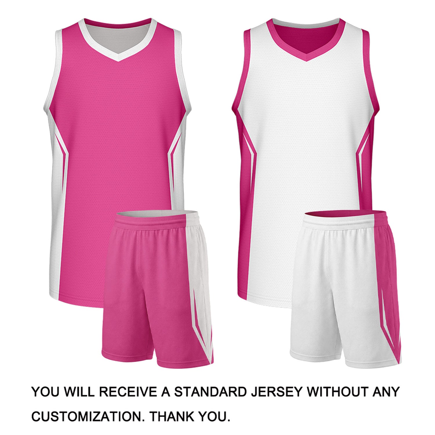 Custom Hot Pink & White Two Sided Basketball Uniform Set | Personalized Team Uniforms for Adult & Youth