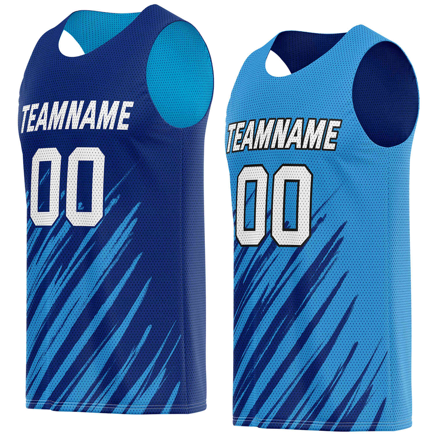 Custom Reversible Navy Light Blue Stripe Basketball Jersey | Personalized Team Top - Vosoli