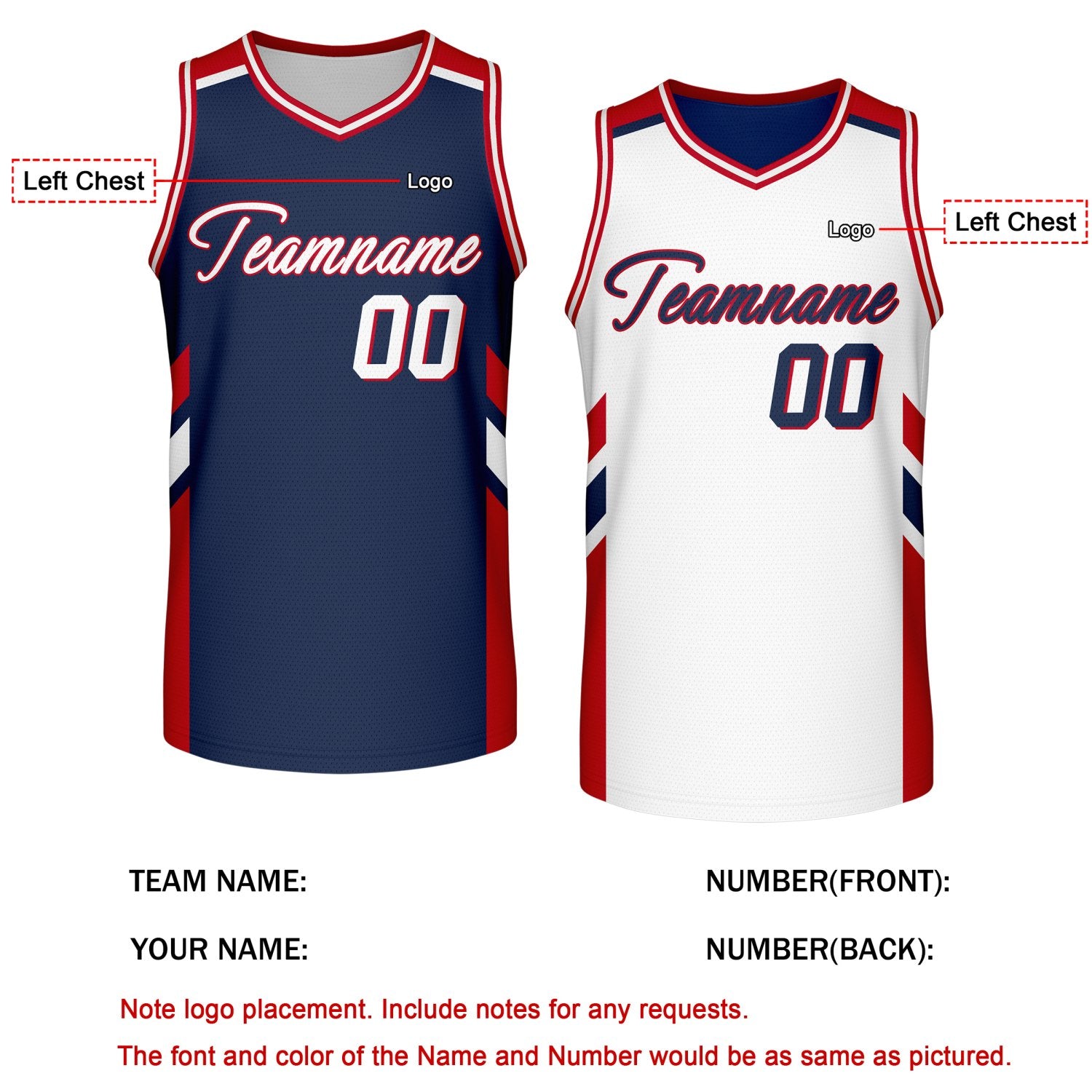 Custom Reversible Navy White Basketball Jersey | Personalized Team Jersey | Vosoli